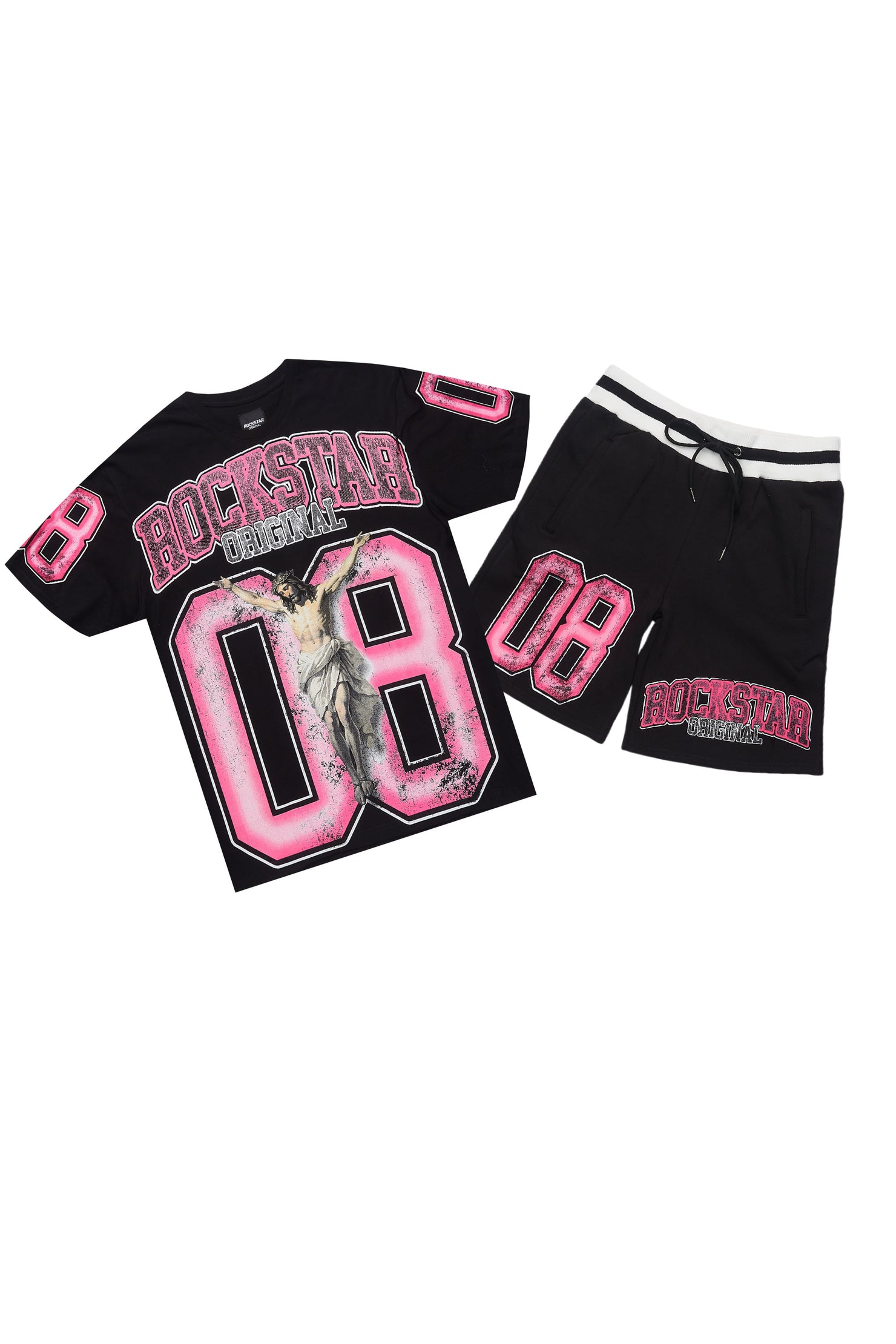 Fields Black/Pink T-Shirt Short Set