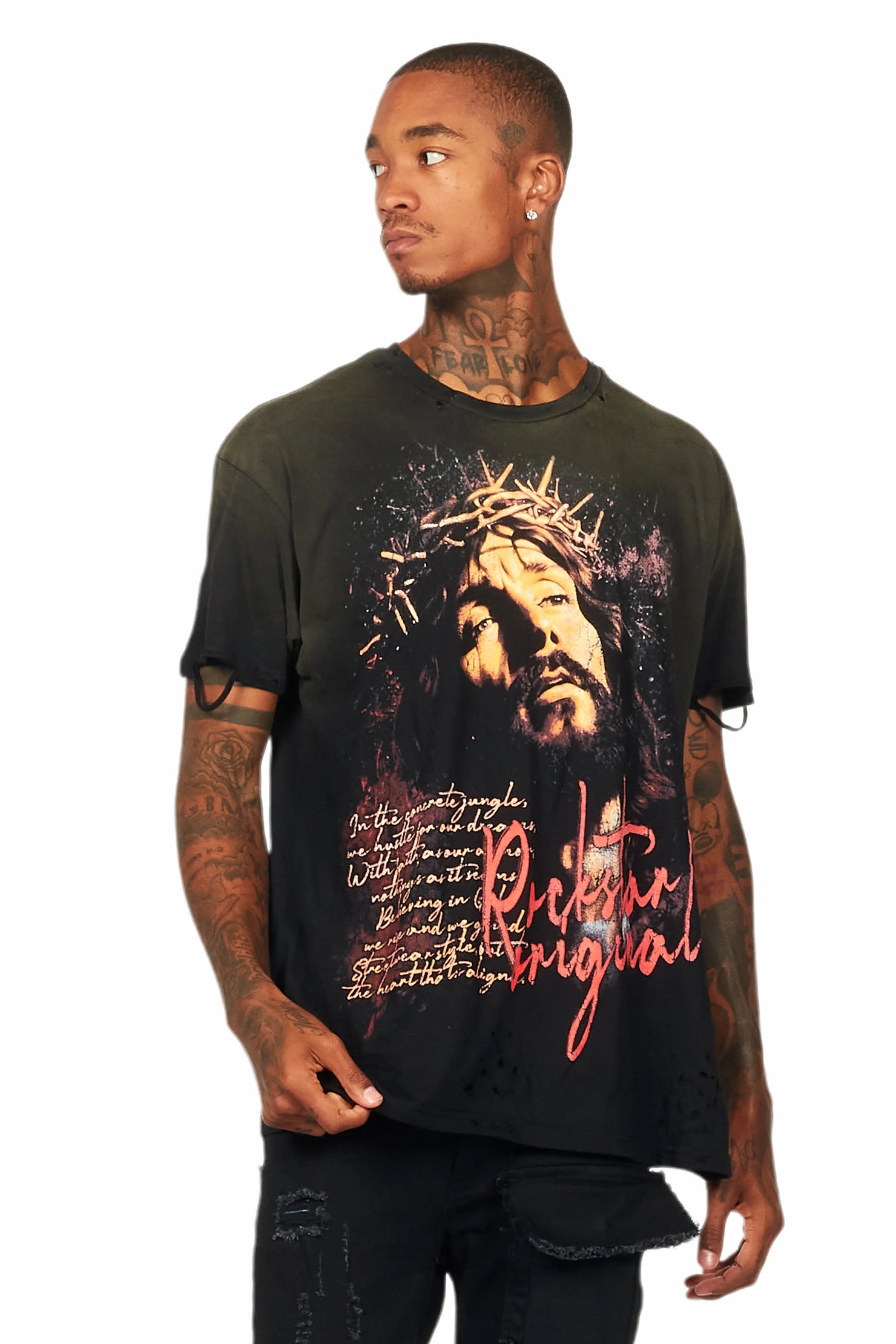 Egas Black Graphic Oversized T-Shirt