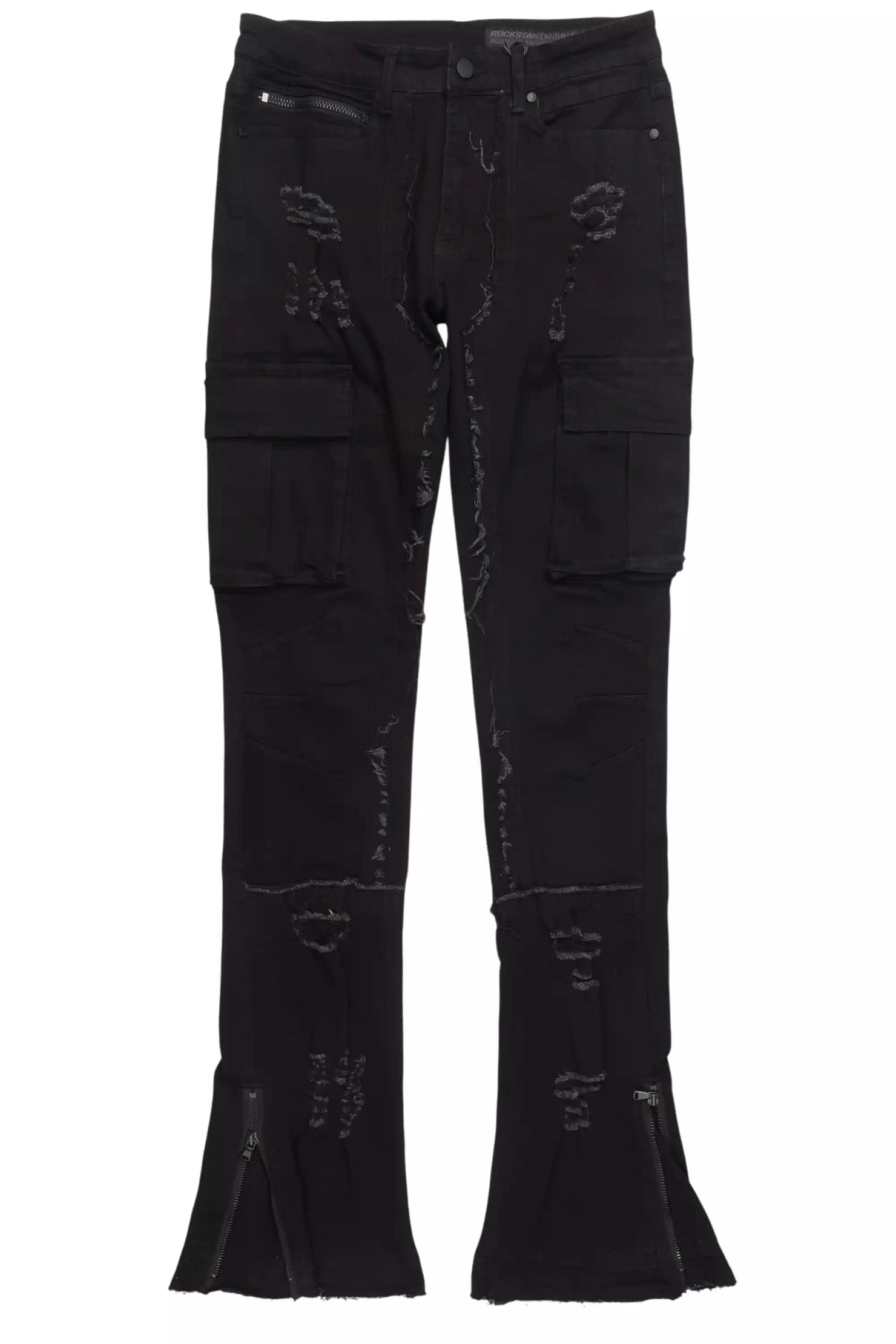 Aftermath Jet Black Stacked Flare Jean