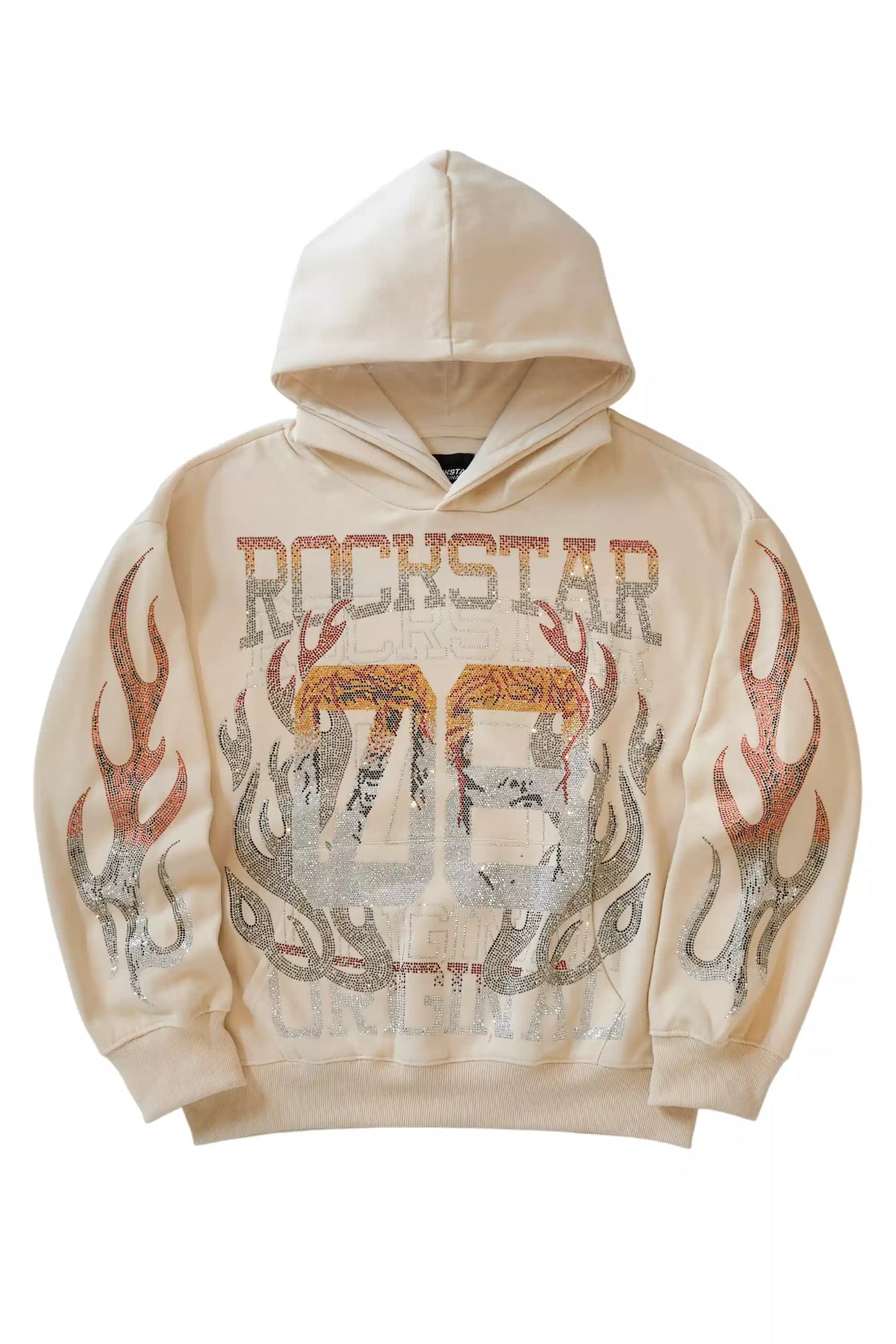 Veyene Beige Rhinestone Oversized Hoodie