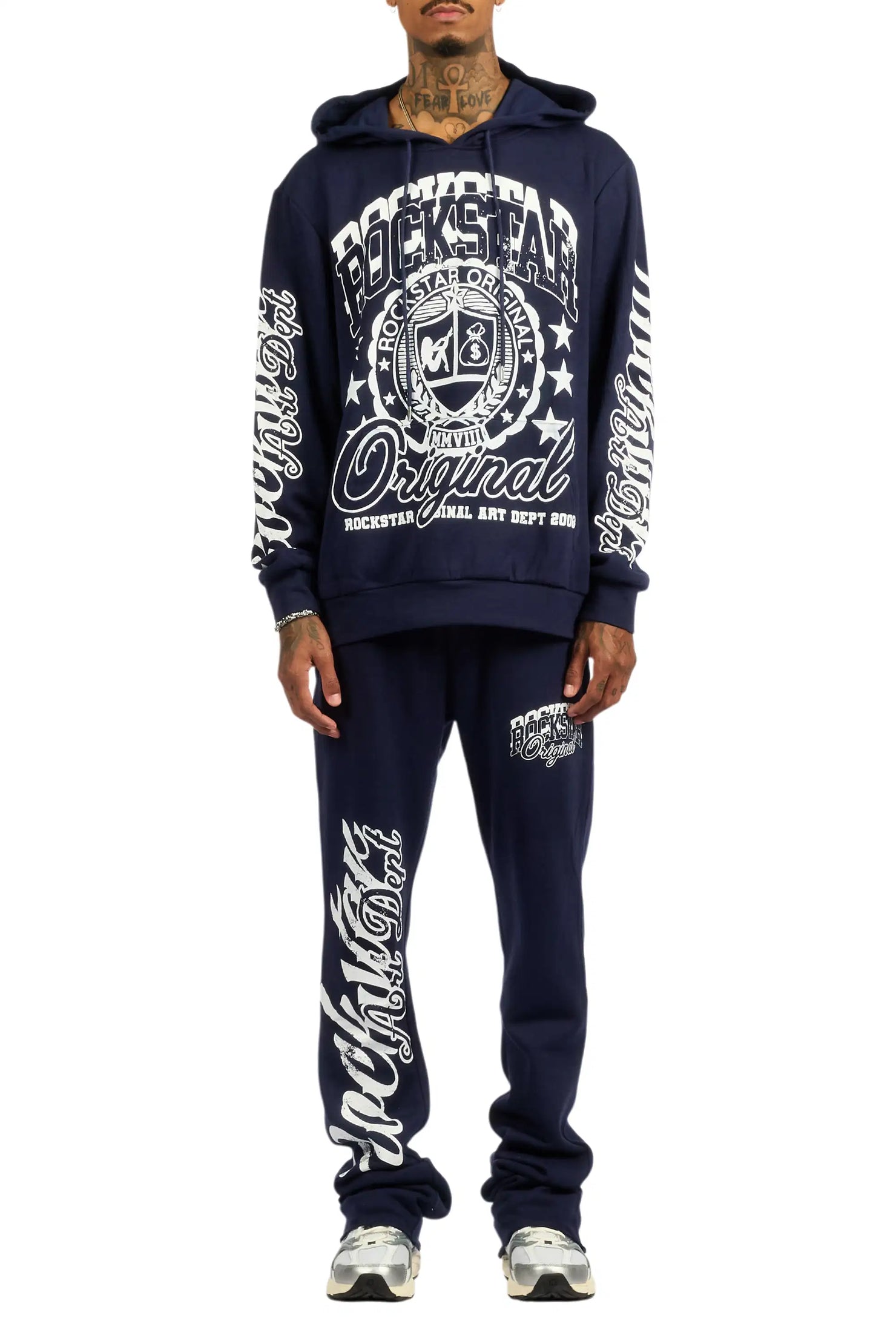 Blazon Navy/White Hoodie/Stacked Pant Track Set