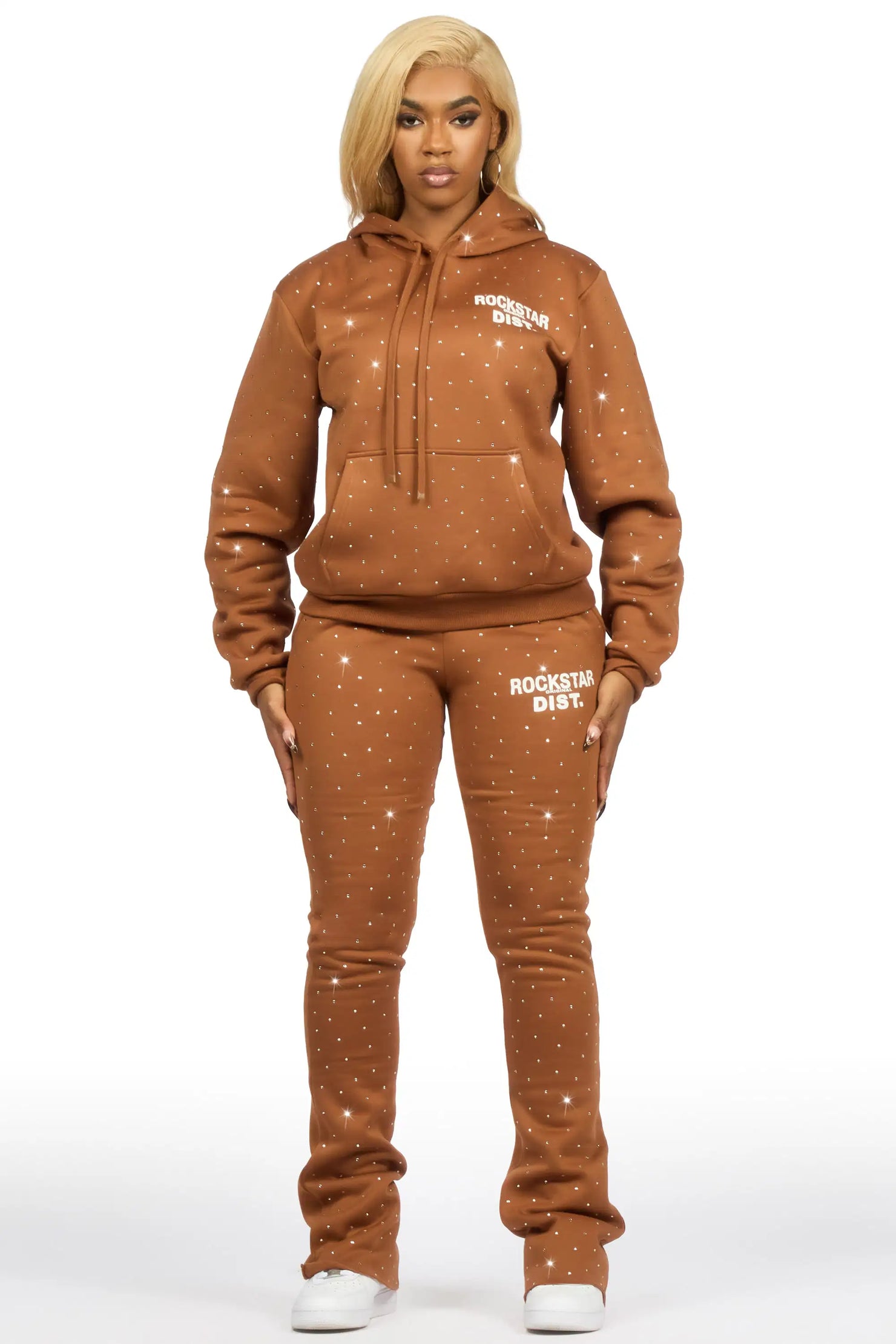 Shamoney Brown Rhinestone Stacked Track Set