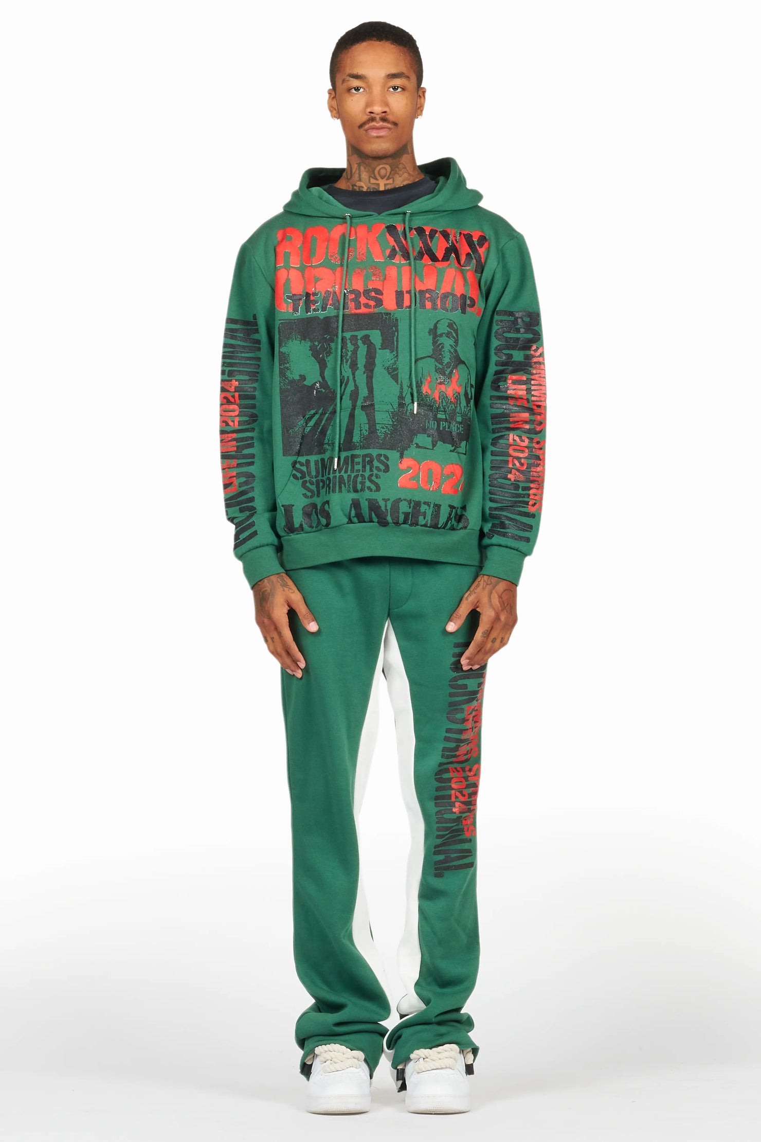 Omer Green Hoodie/Baggy Track Pant Set