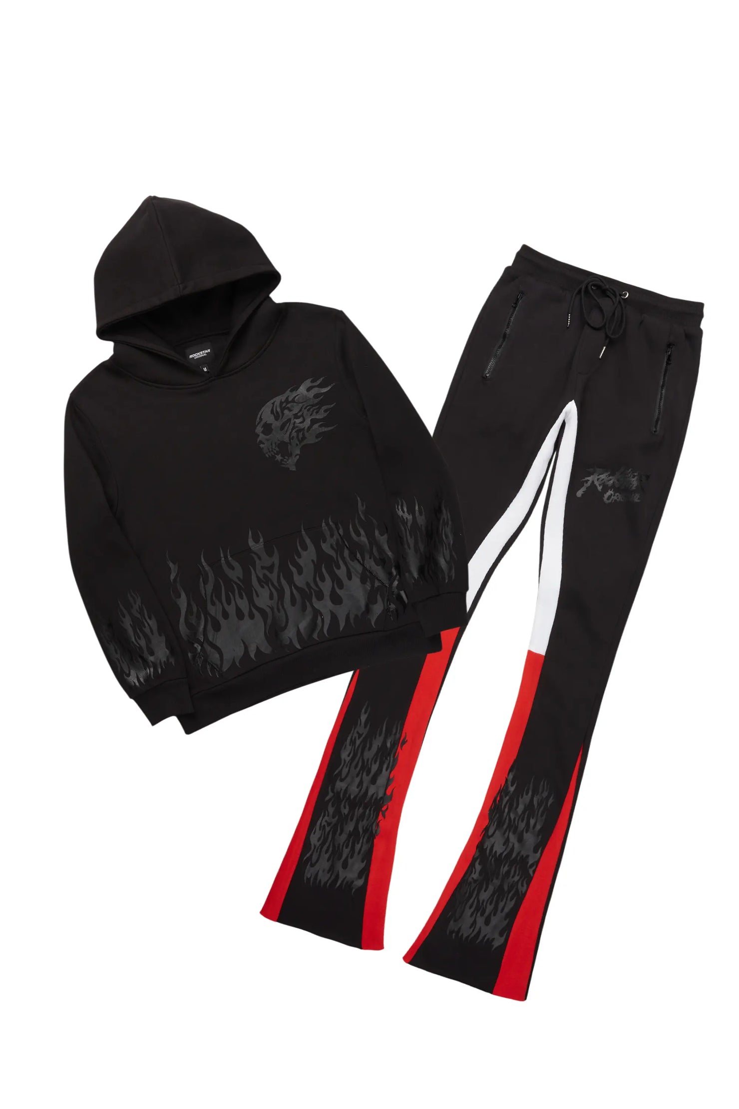 Bubble Black/Black Stacked Flare Hoodie Track Set