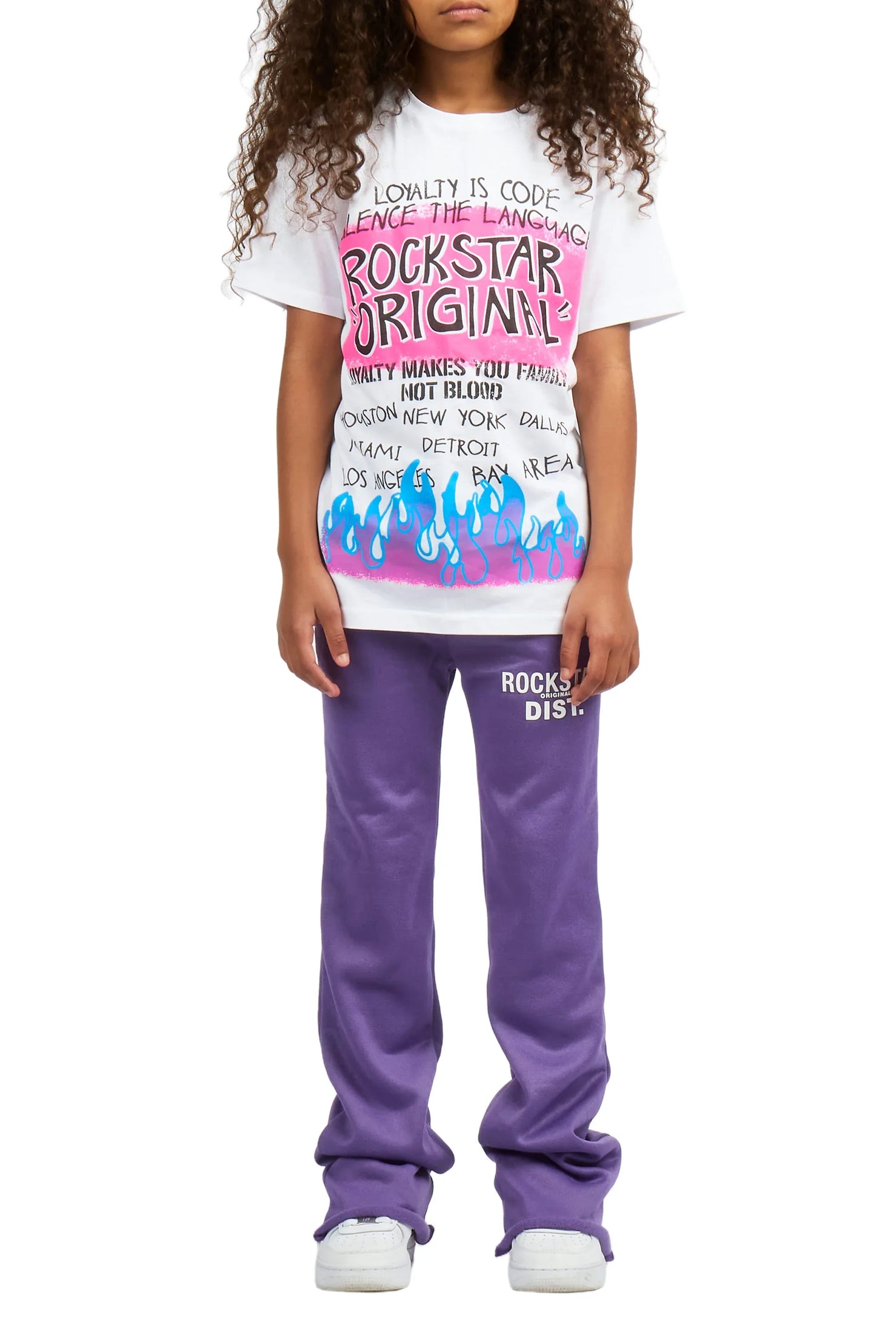 Girls Juliana Purple Stacked Flare Pant