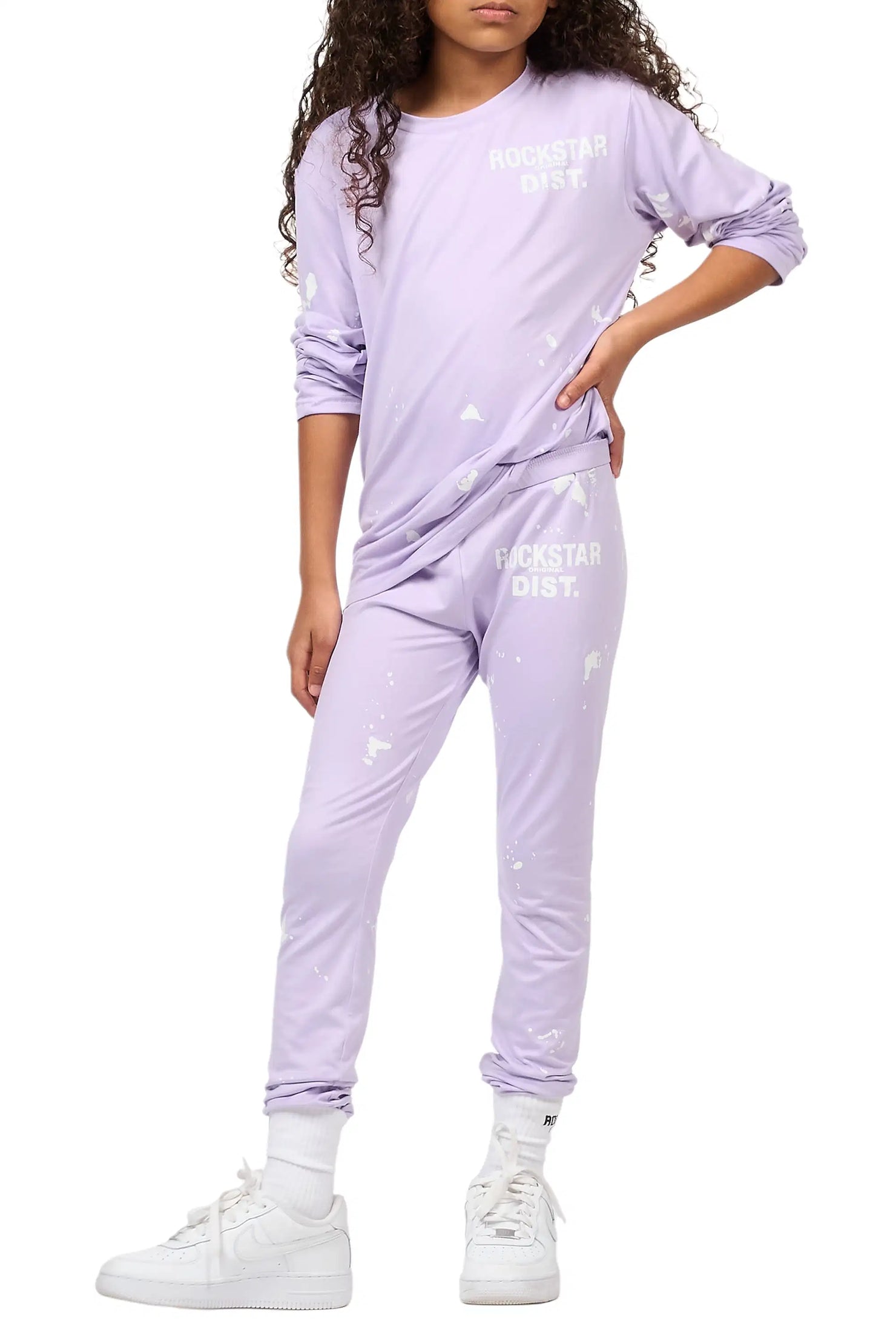 Girls Living For It Lavender Long Sleeve Lounge Set