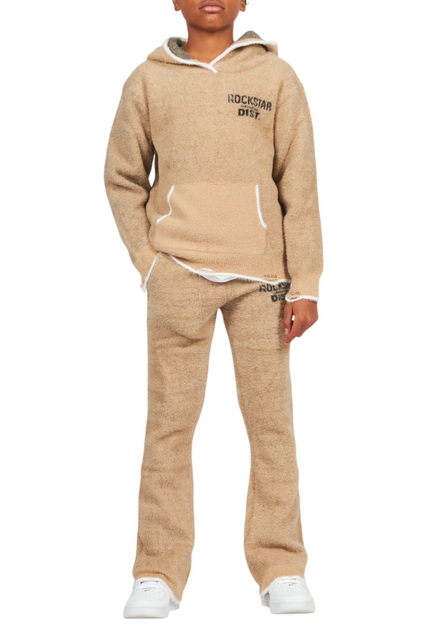 Boys Lake Mohair Beige Knit Track set