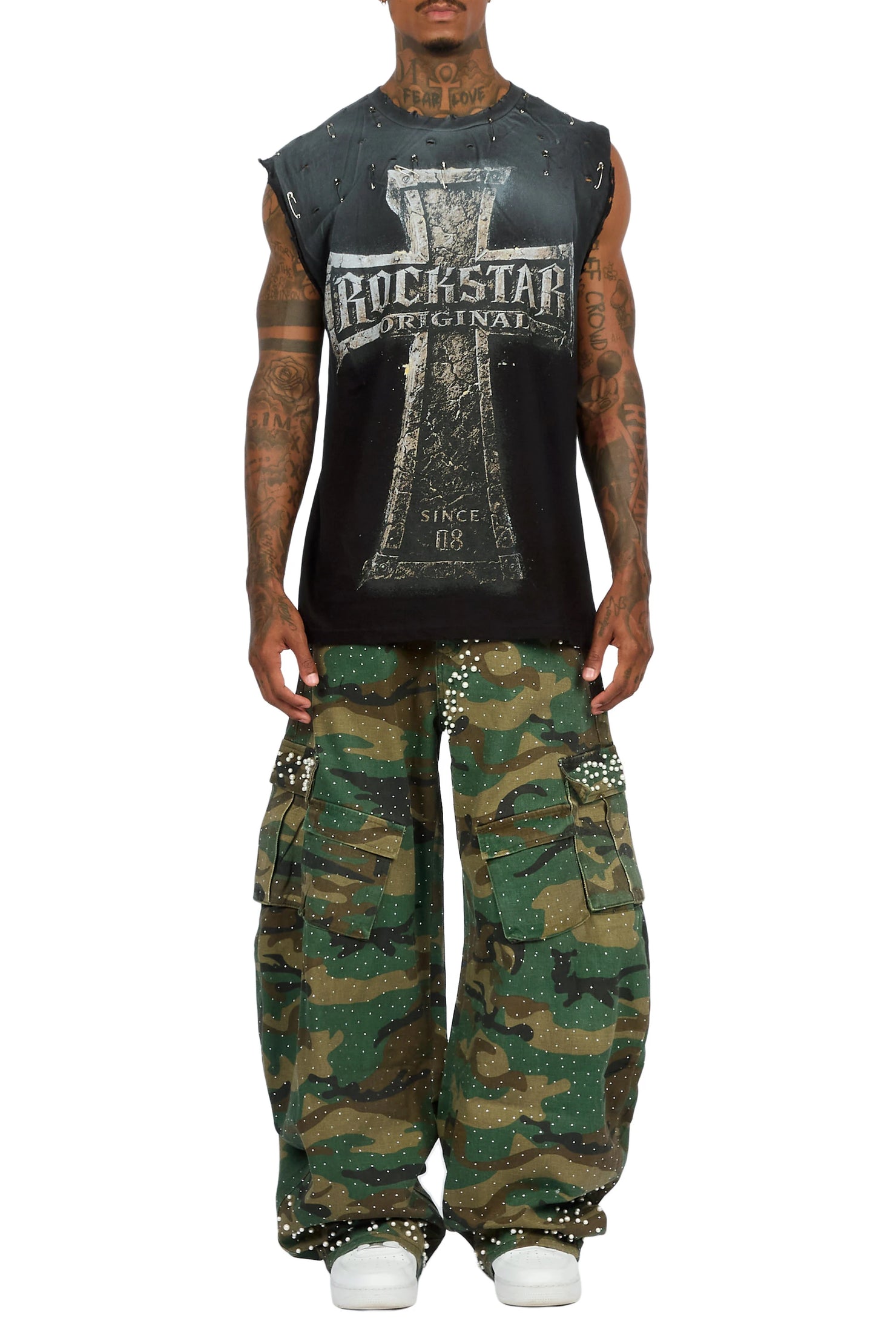 Bryx Camo Rhinestone Barrel Fit Jean
