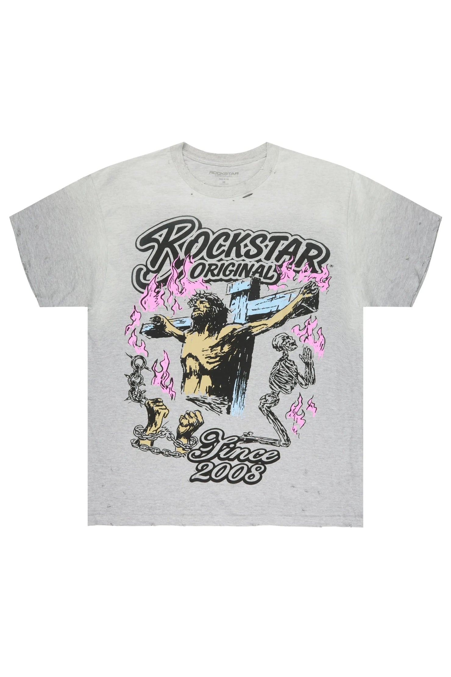 Kyren Heather Grey Oversized Graphic T-Shirt