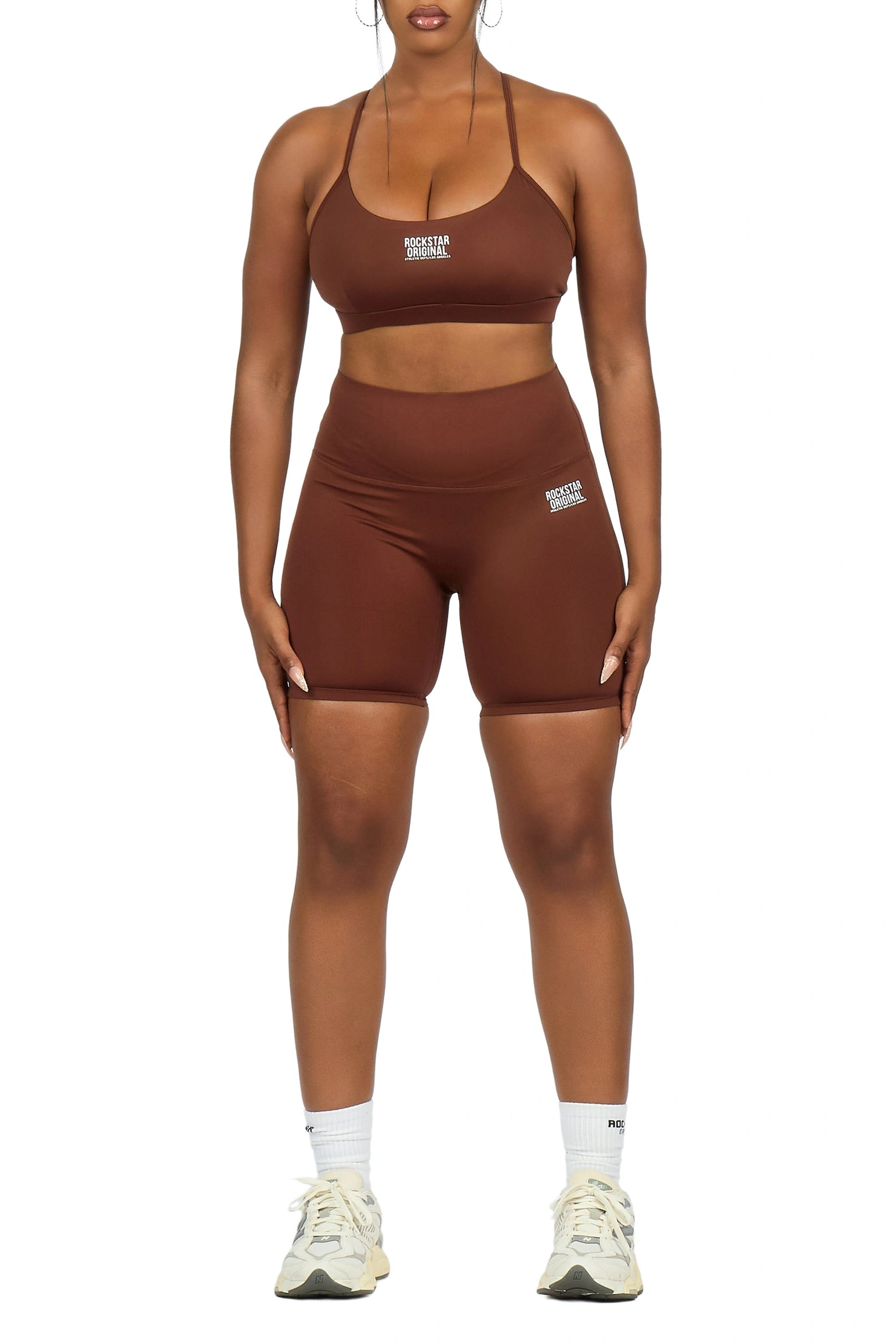 Aliccia Brown Tank Active Bike Short Set