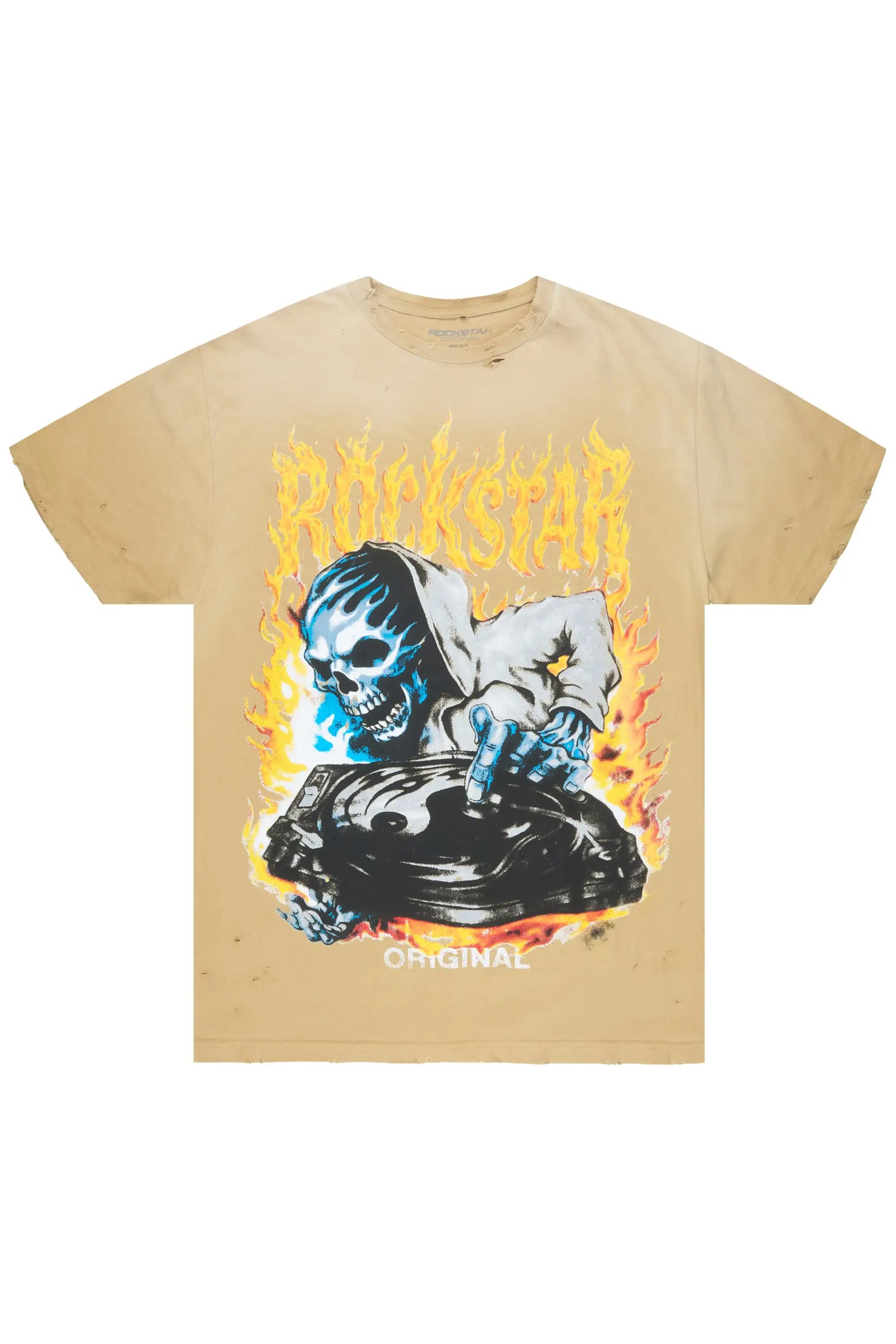 Dice Beige Oversized Graphic T-Shirt