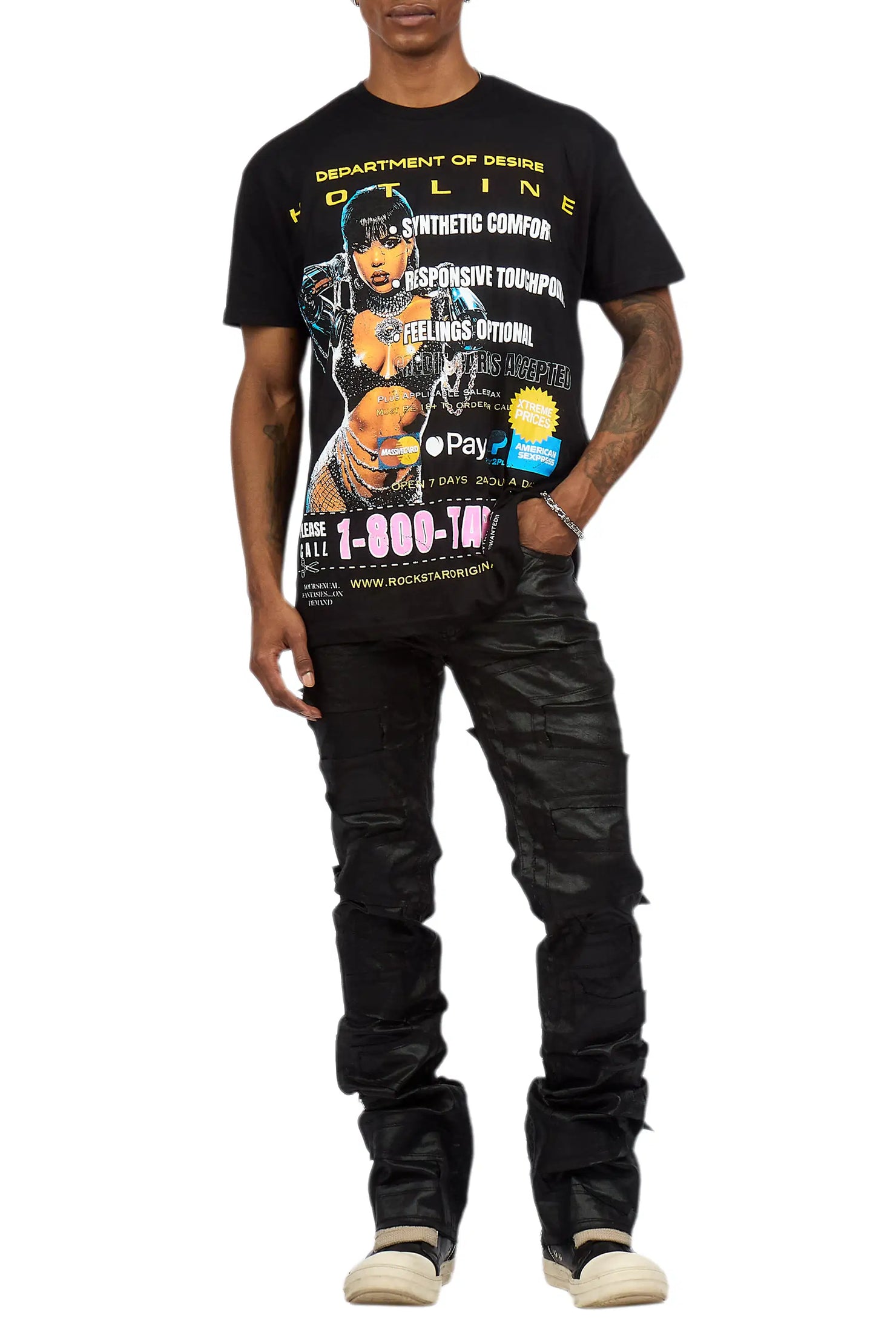 Shake Black Coated Stacked Flare Jean