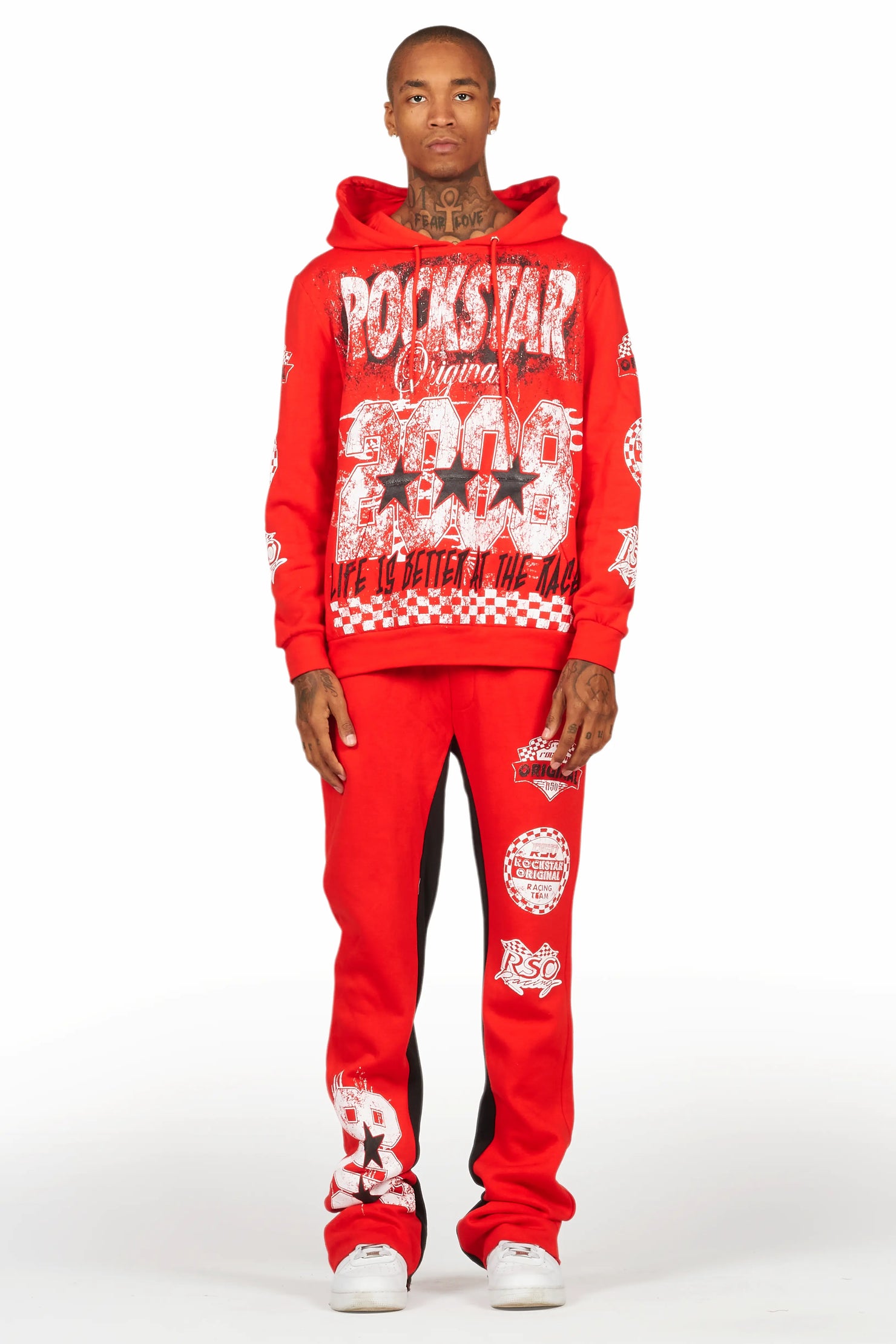Racing Grung Red Hoodie/Baggy Track Pant Set