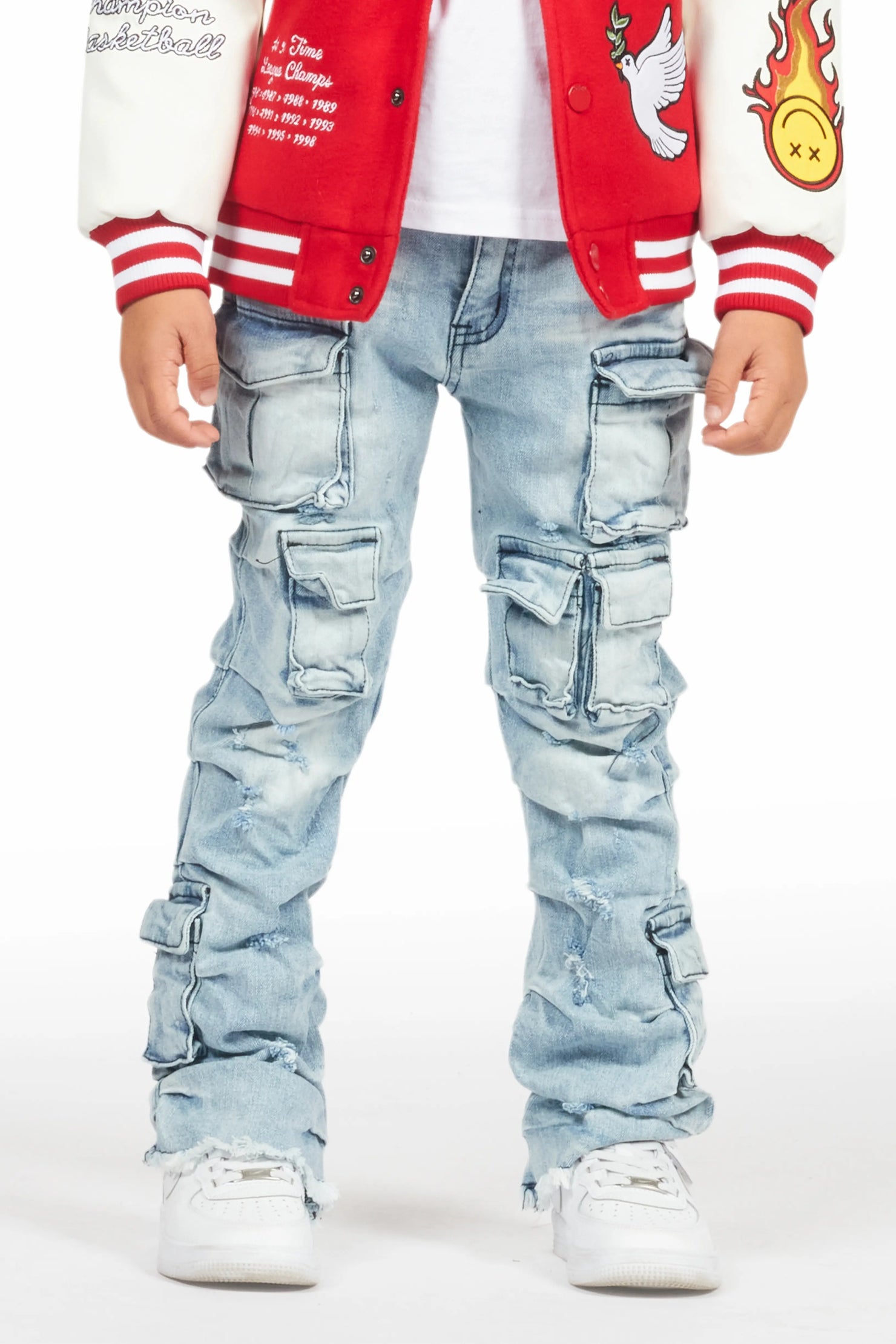 Boys Gentry Light Blue Stacked Flare Jean