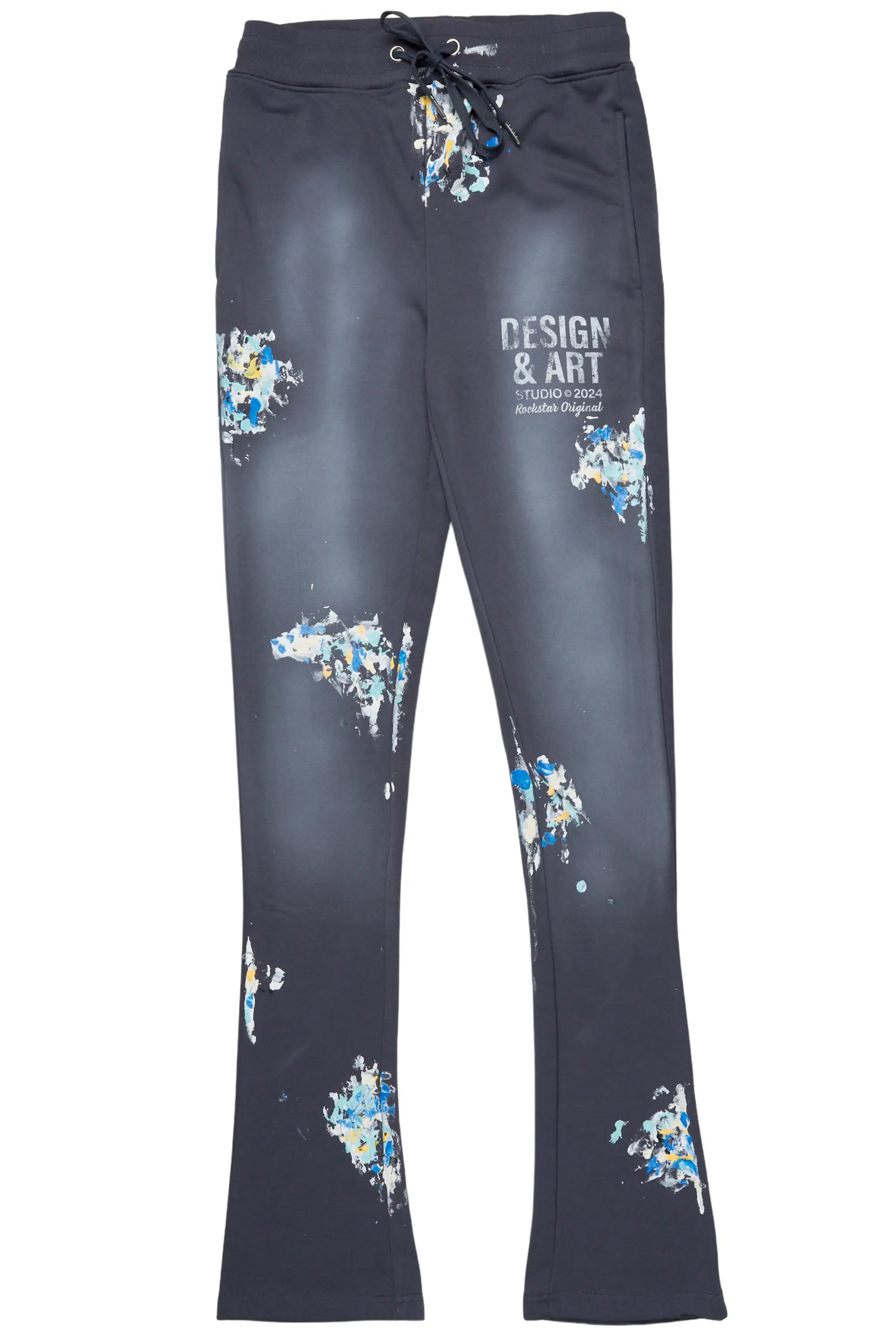 Paulo Charcoal Graphic Stacked Flare Pant