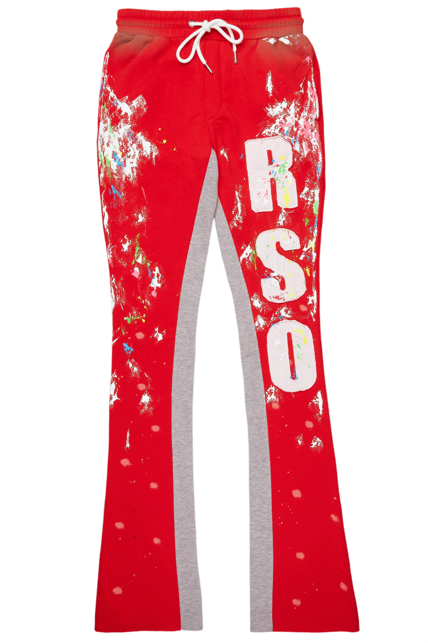 Washi Red Patchwork Stacked Flare Track Pant