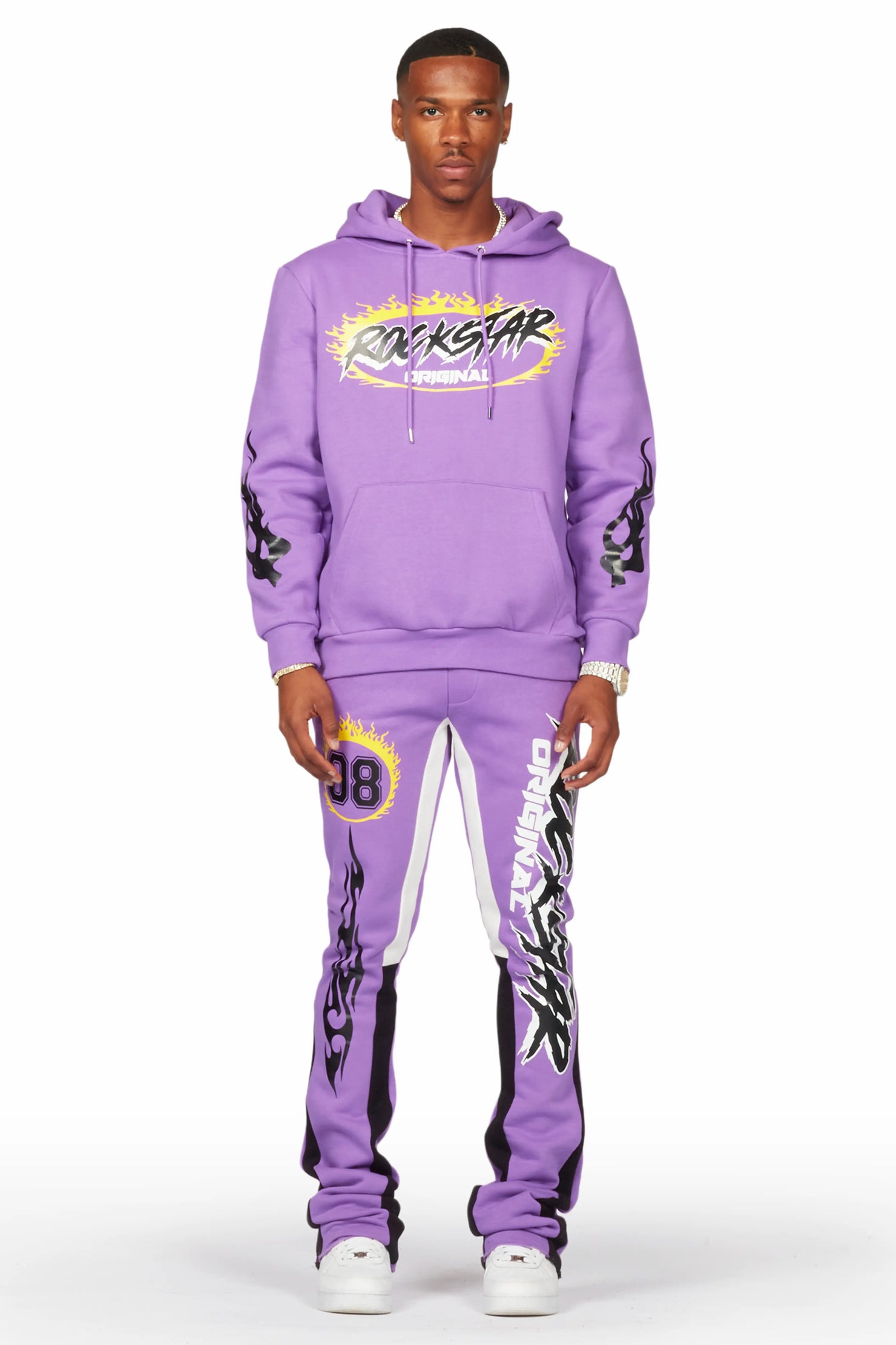 Draven Purple Hoodie/Stacked Flare Track Pant Set