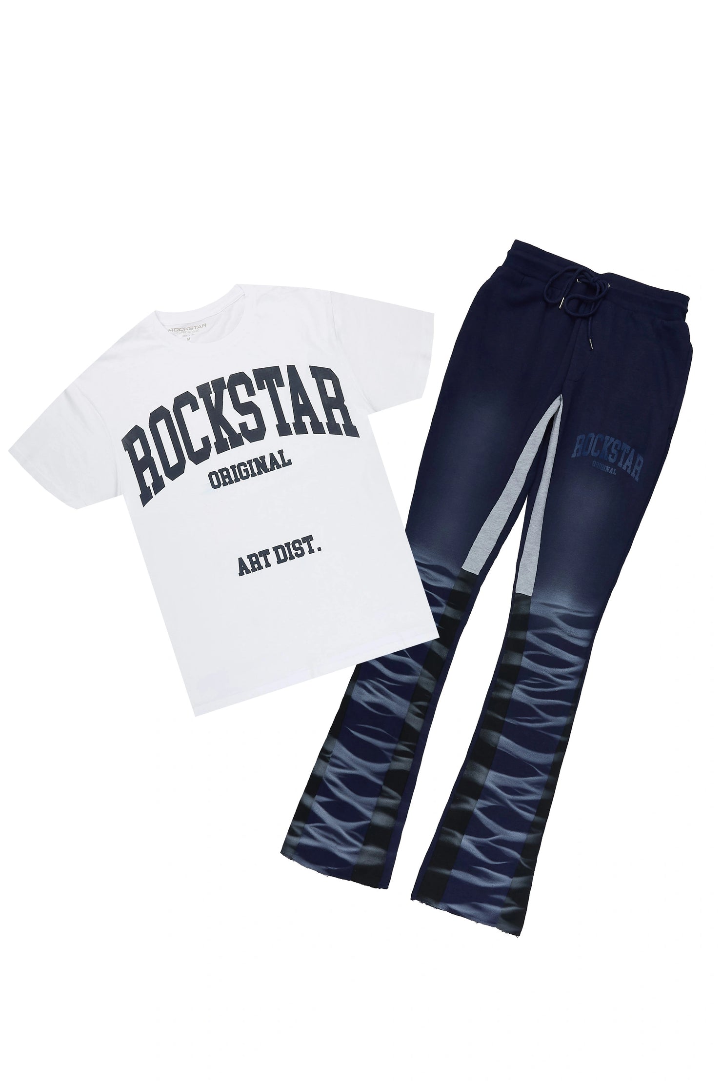 Nelly 2.0 White/Navy T-Shirt/Relaxed Track Set