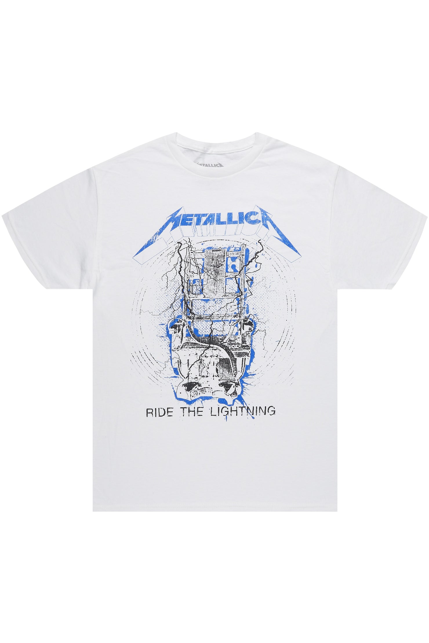 Metallica Lightning White/Blue Graphic T-Shirt
