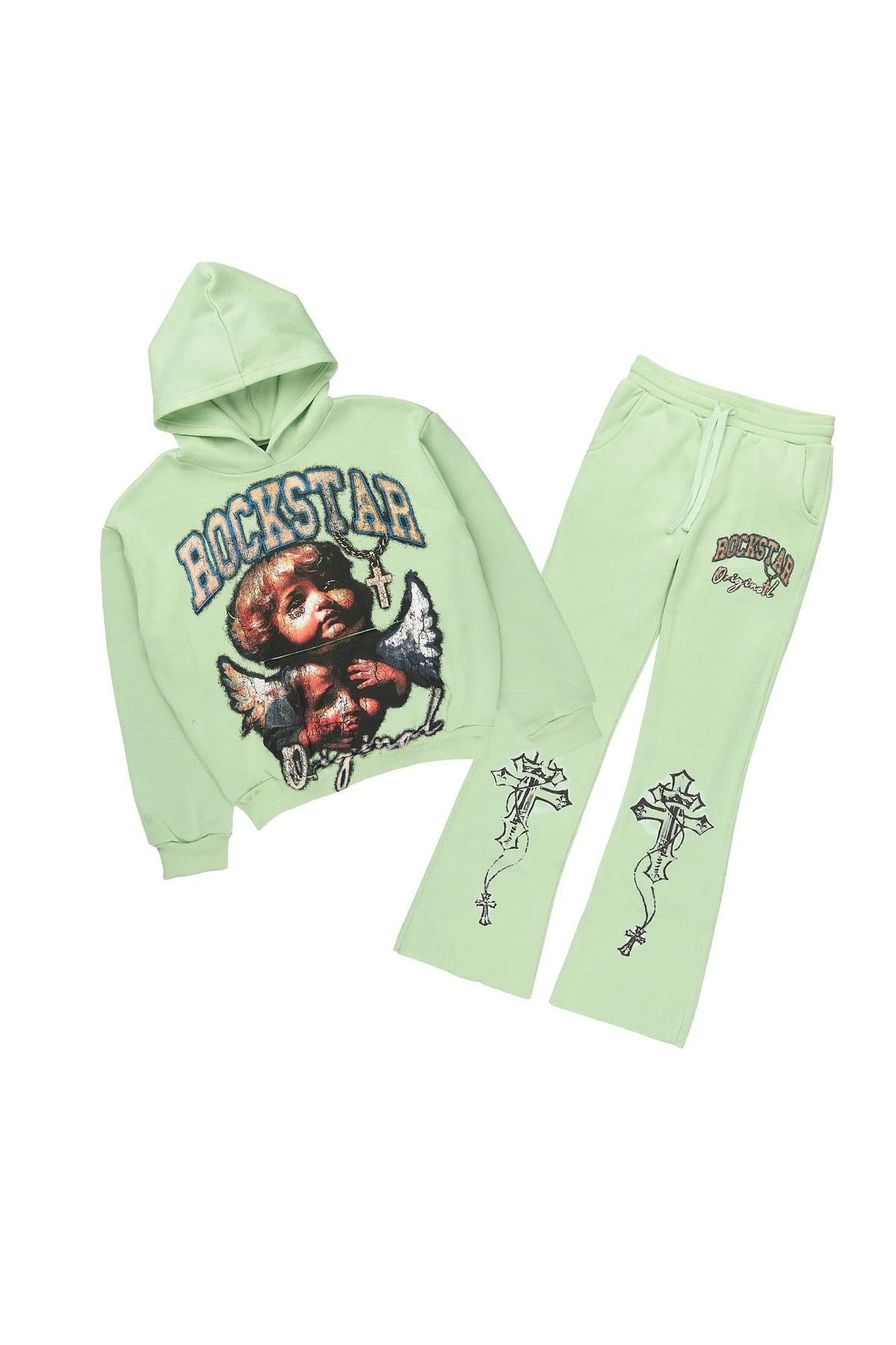 Girls Jovala Sage Hoodie/Stacked Flare Track Set