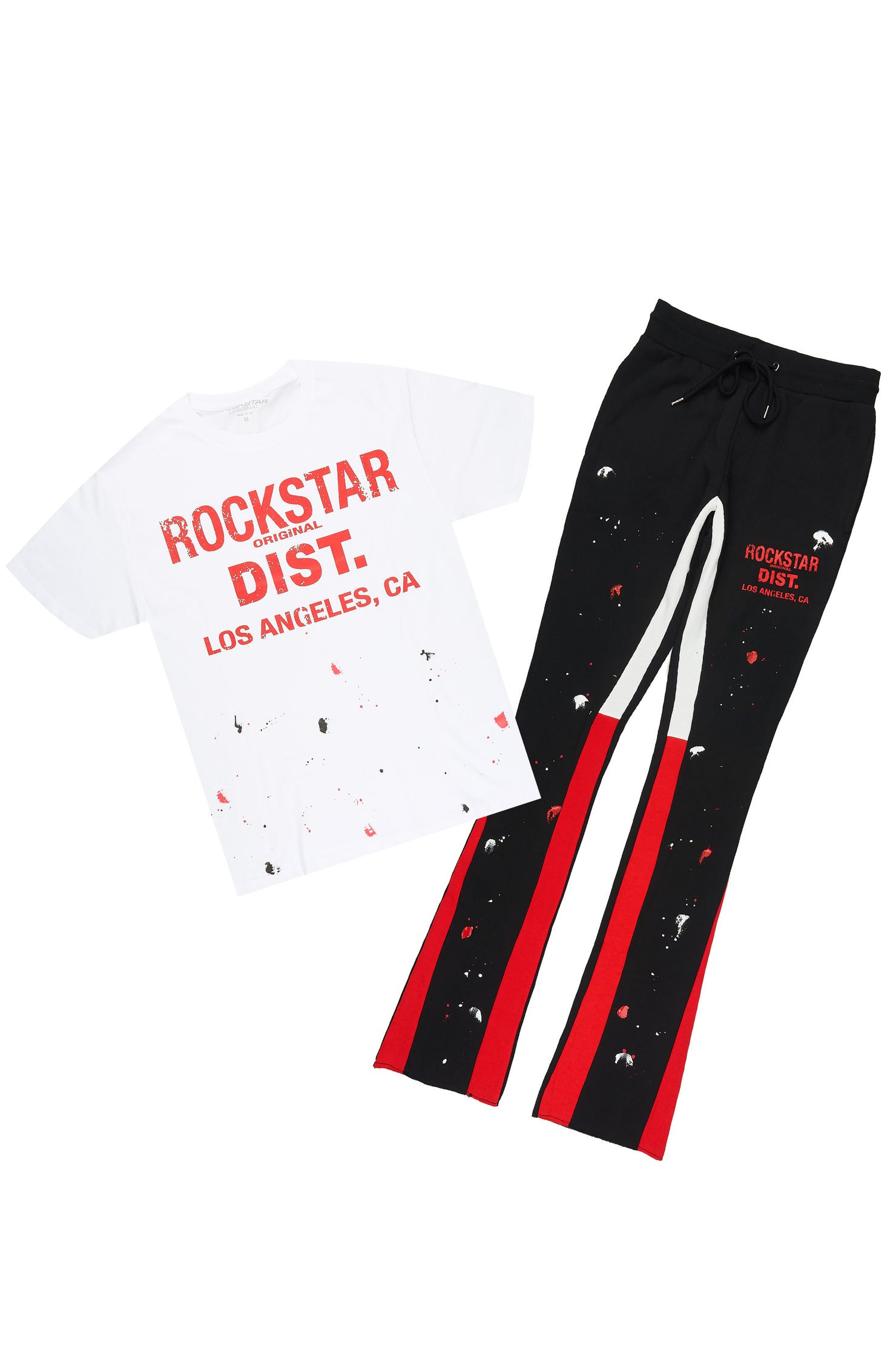Scottie White/Black T-Shirt/Stacked Flare Track Pant Set