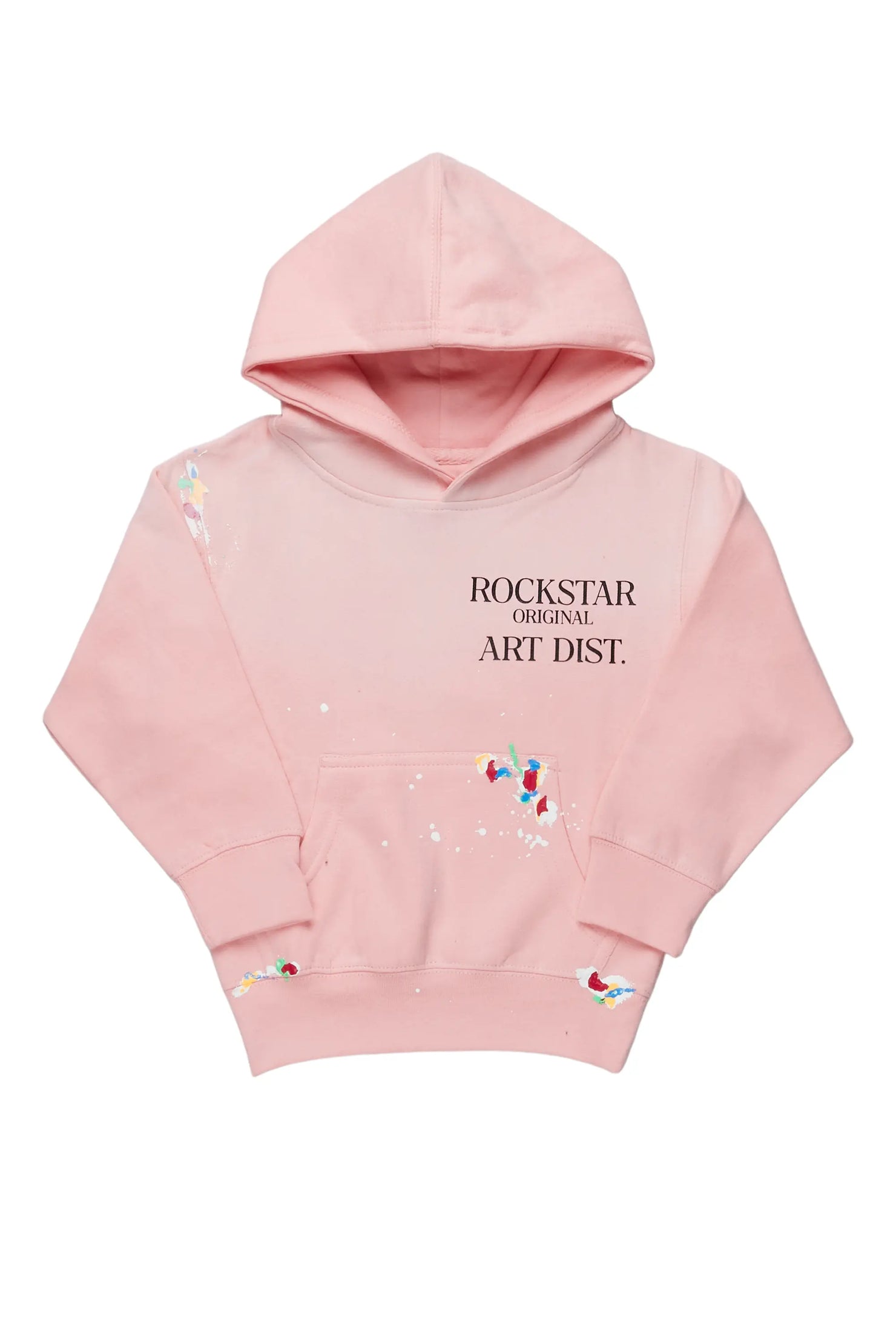 Boys Rockstar Art Dist. Light Pink Graphic Hoodie