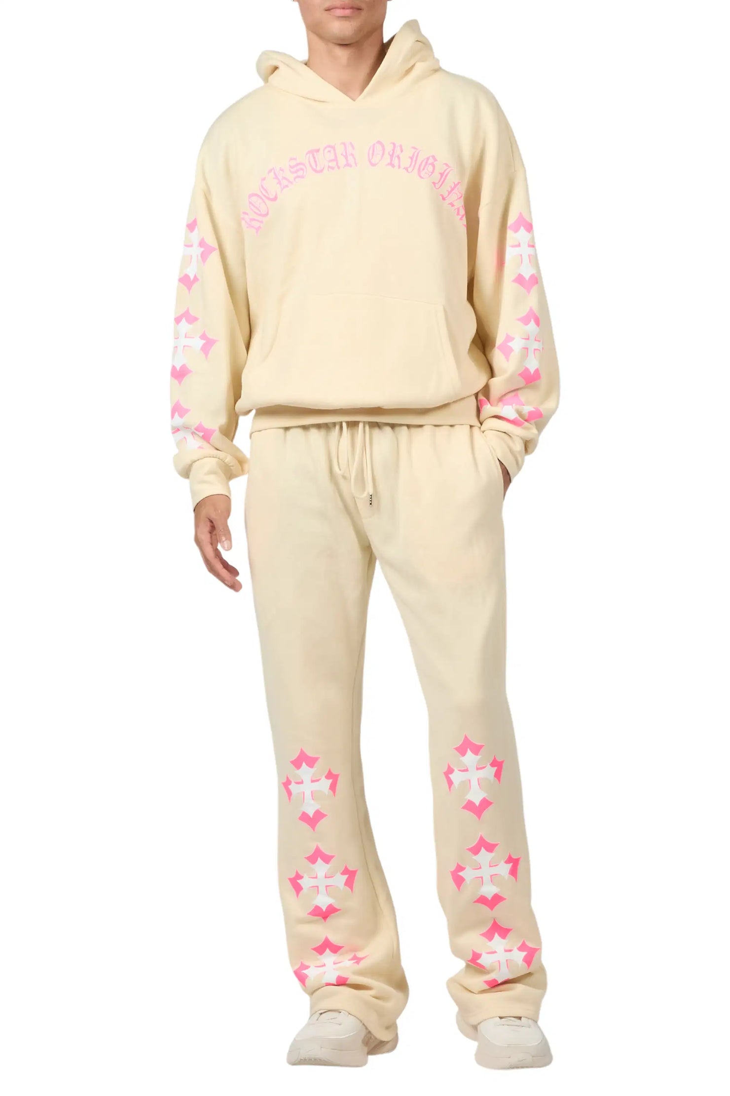 Vano Sand/Pink Hoodie Relaxed Track Set