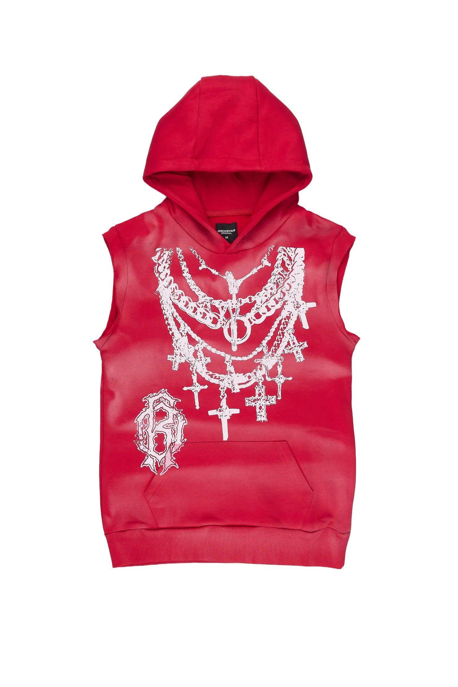 Boys Nyro Red Cut Sleeve Hoodie