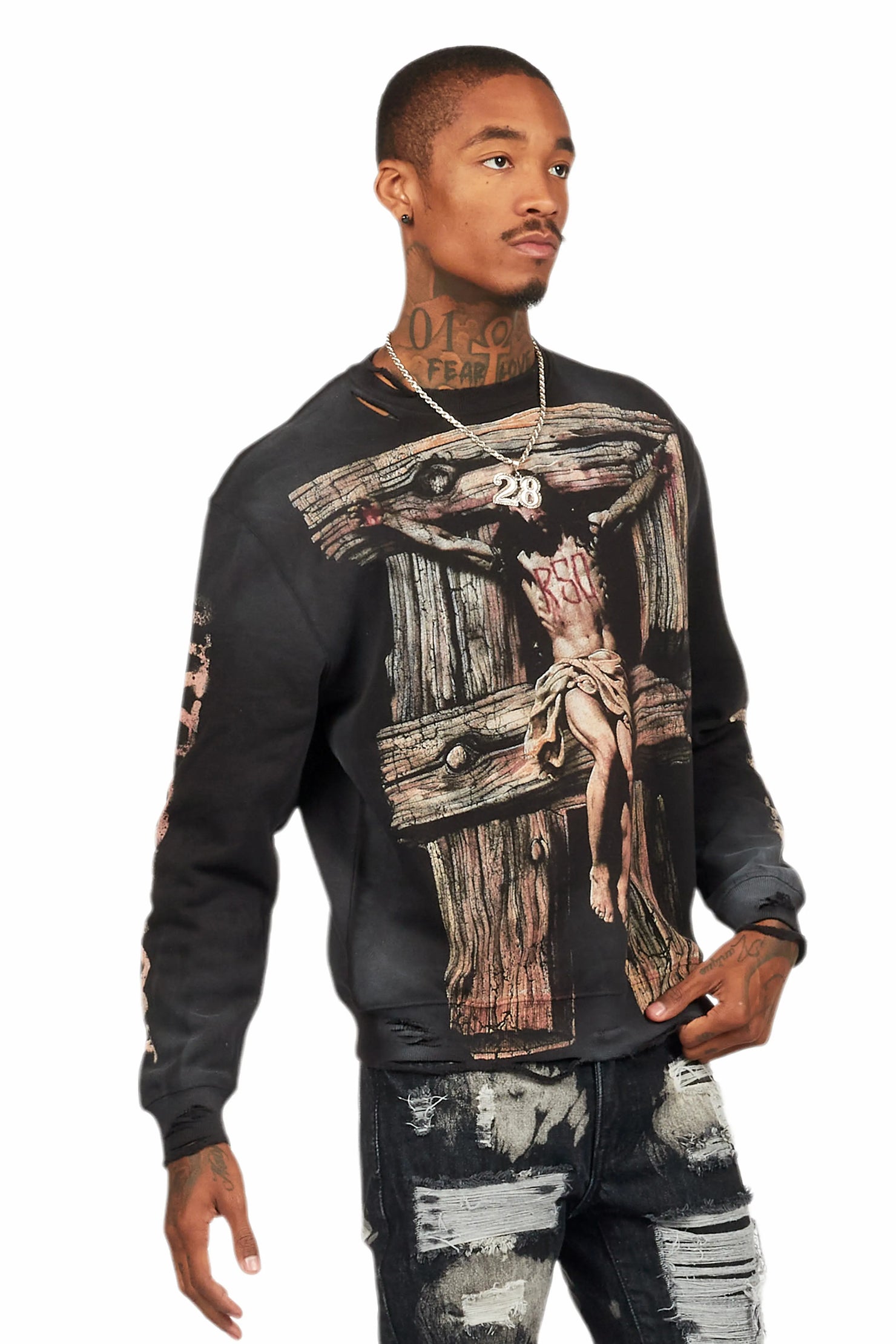 Panos Black Graphic Crewneck