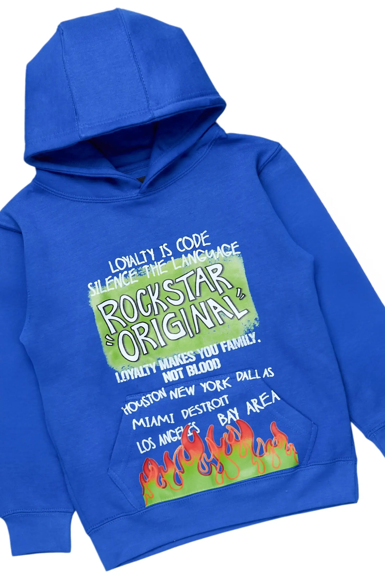 Boys Beno Blue Hoodie/Stacked Flare Jean Set