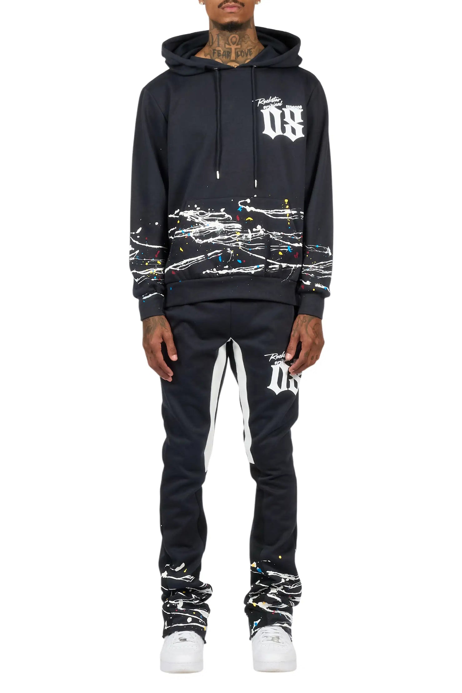 Horia Charcoal/Multi Hoodie/Stacked Flare Track Set