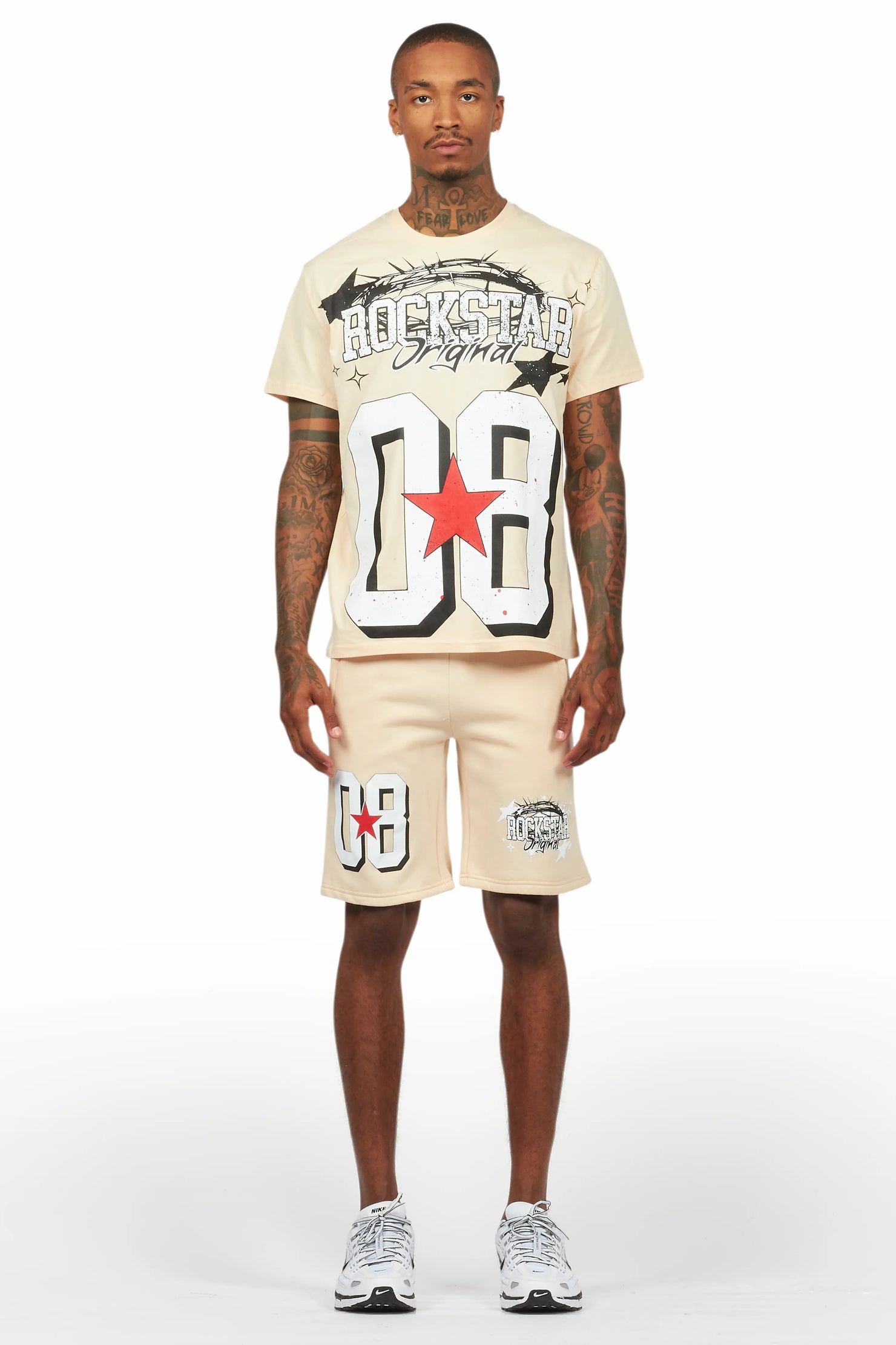 Allstar Beige/White T-Shirt Short Set