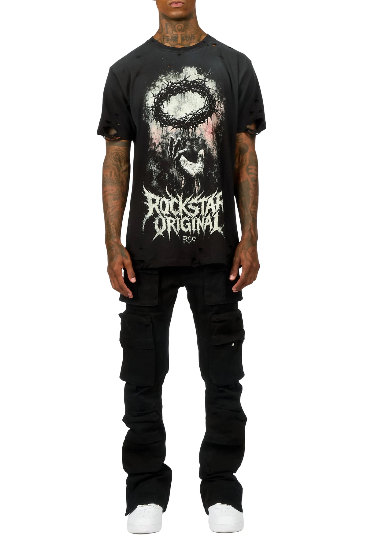 Shepard Black Cargo Stacked Flare Jean