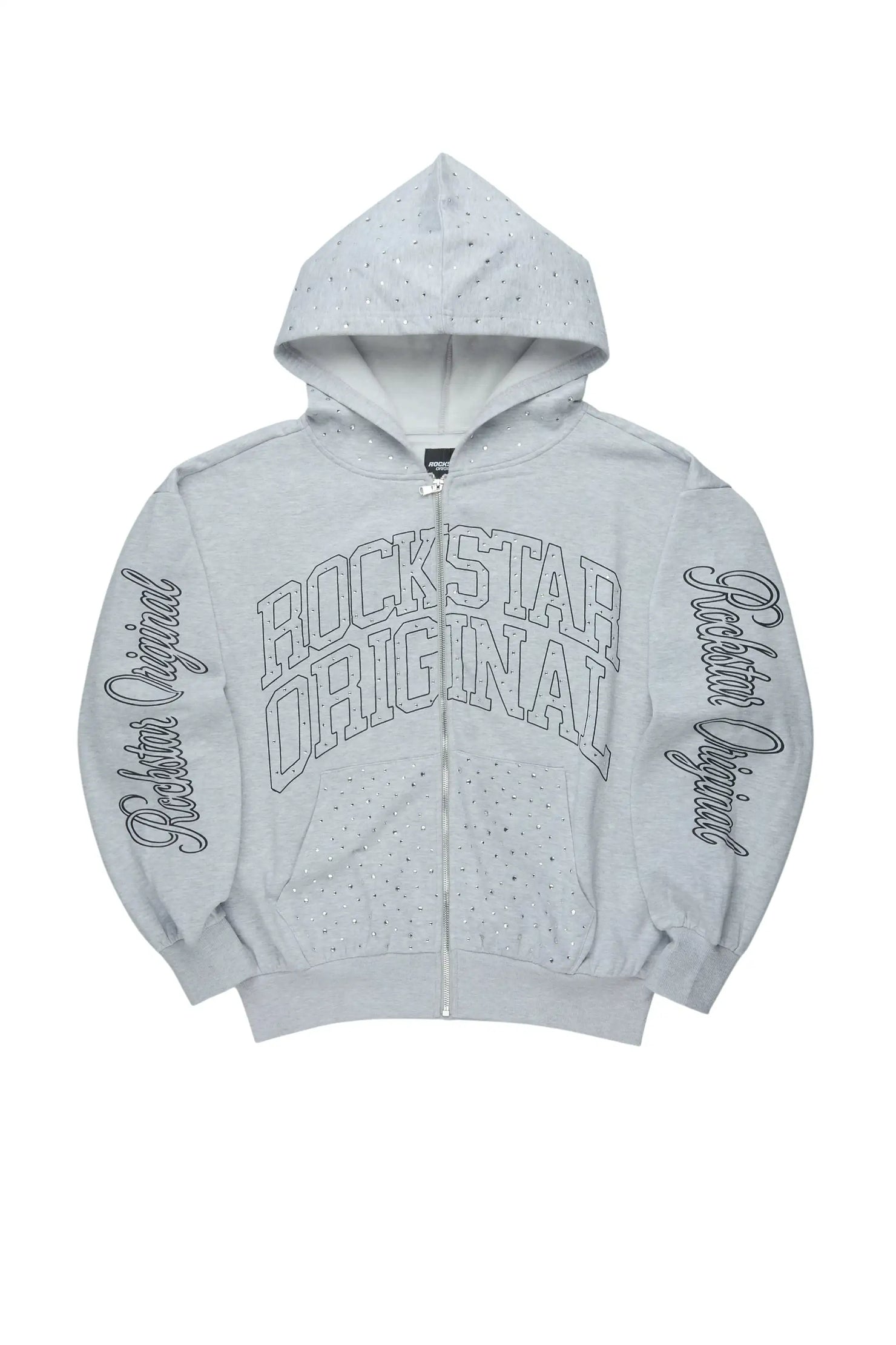 Boys Alvino Grey Rhinestone Zip Up Hoodie
