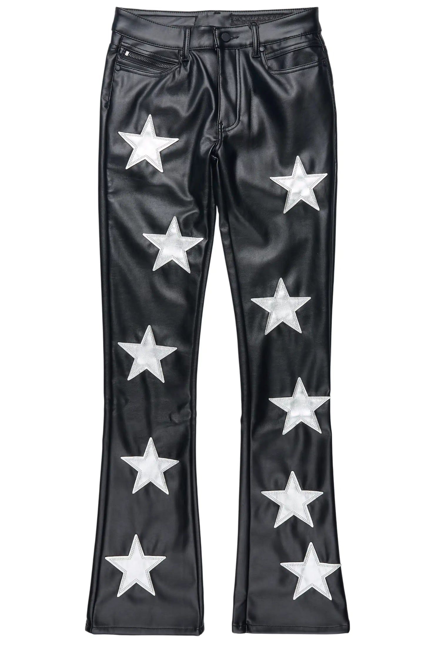 Steen Black/Silver PU Stacked Flare Jean