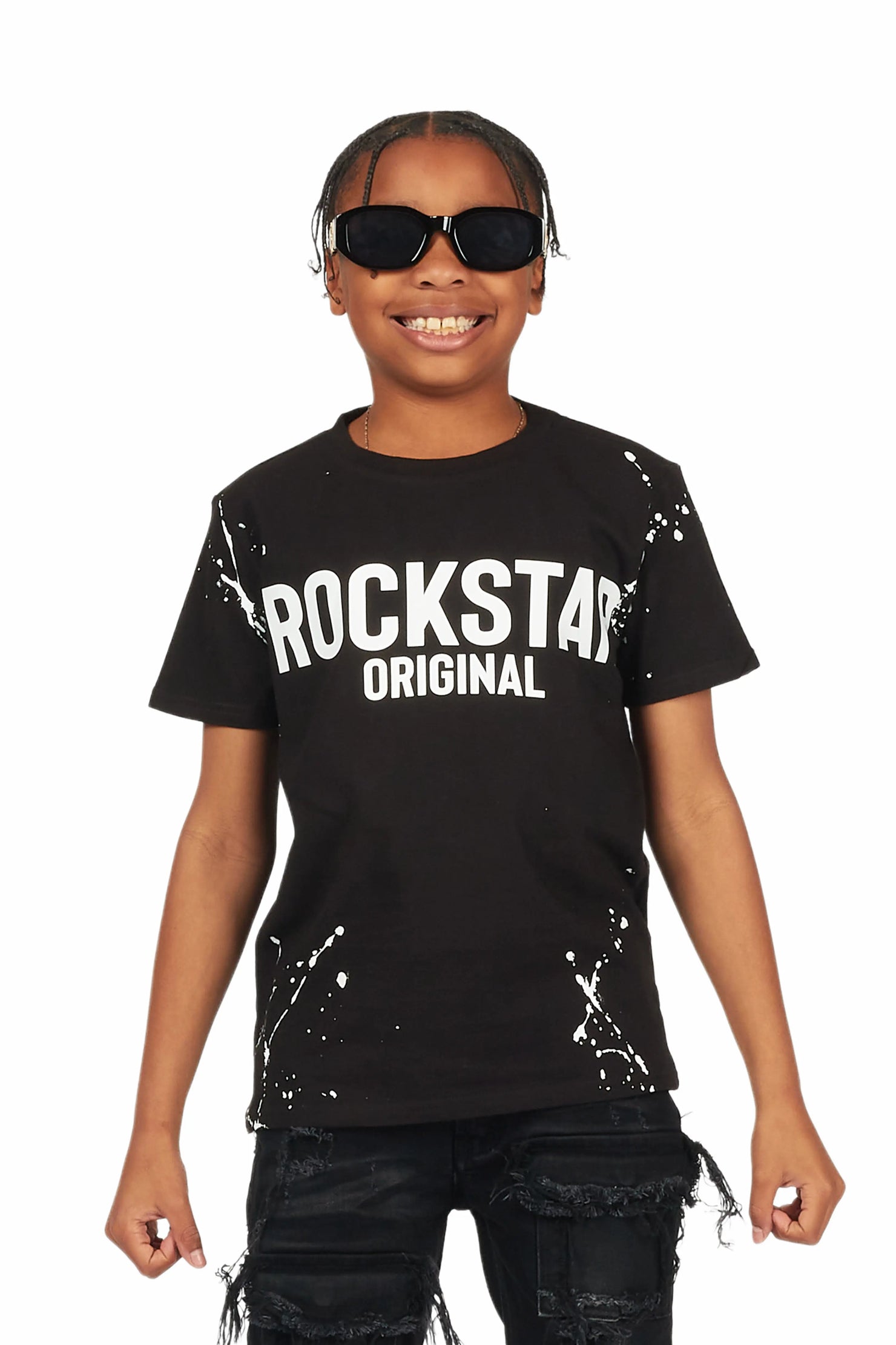 Boys Essien Black Graphic T-Shirt