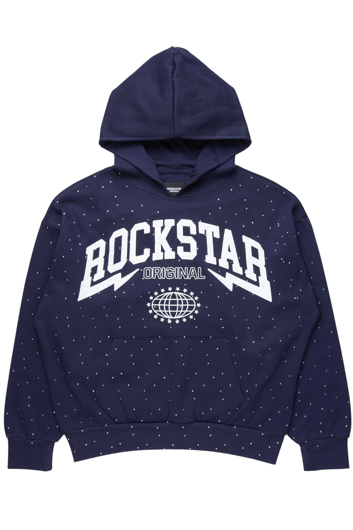 Stori Navy Rhinestone Graphic Hoodie