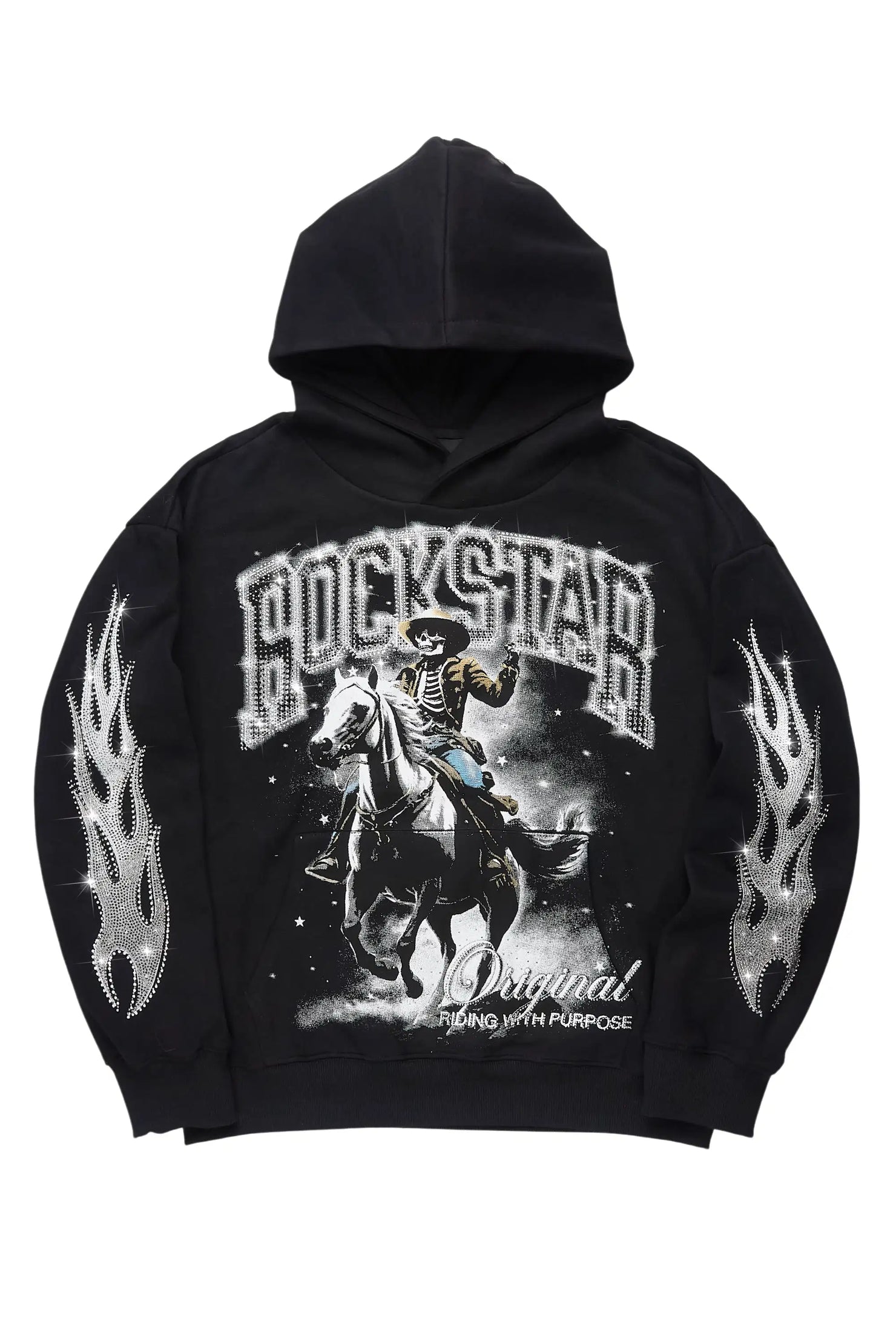 Jager Black Rhinestone Oversized Hoodie