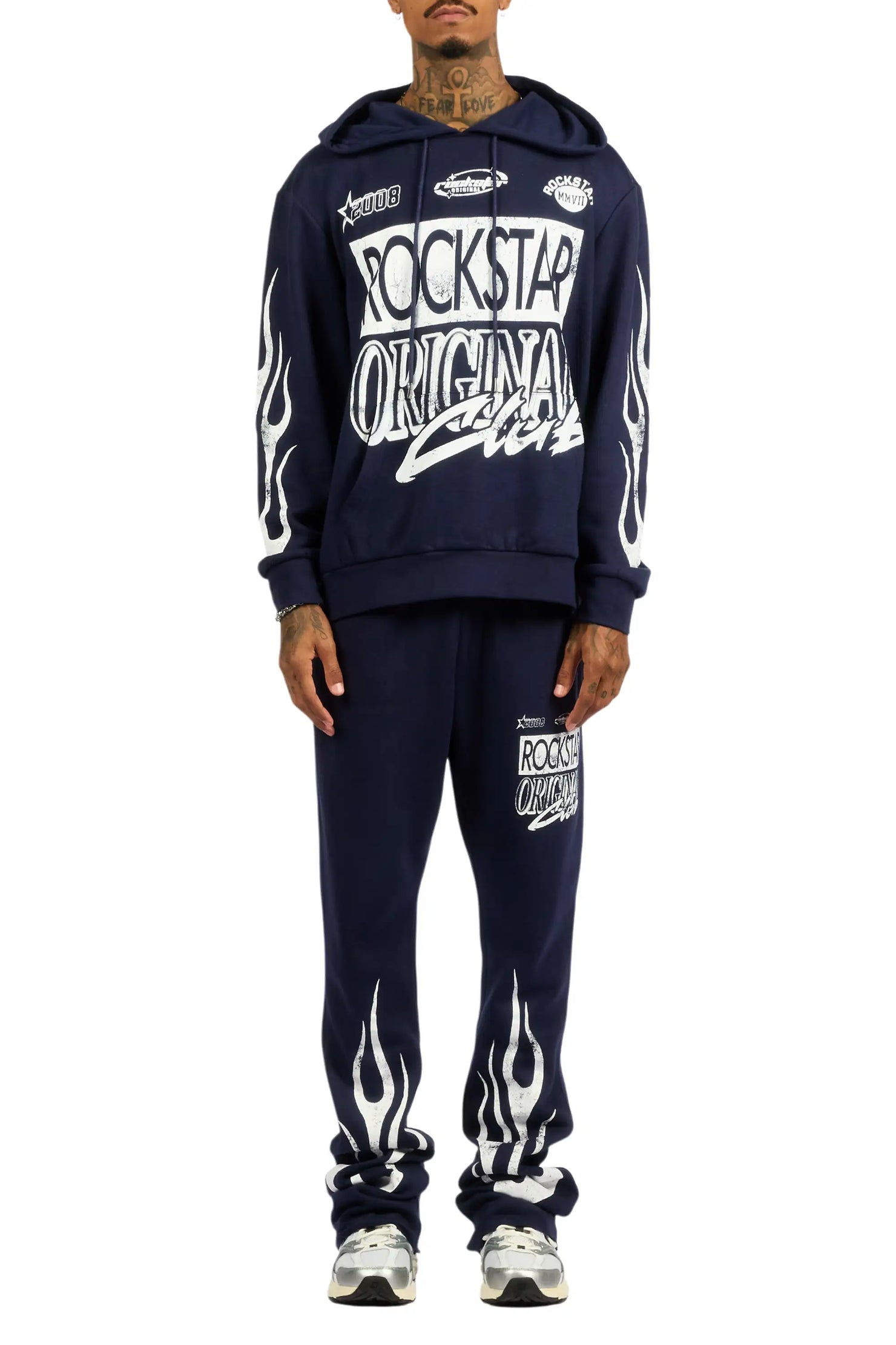 Rylok Navy/White Hoodie Stacked Track Set