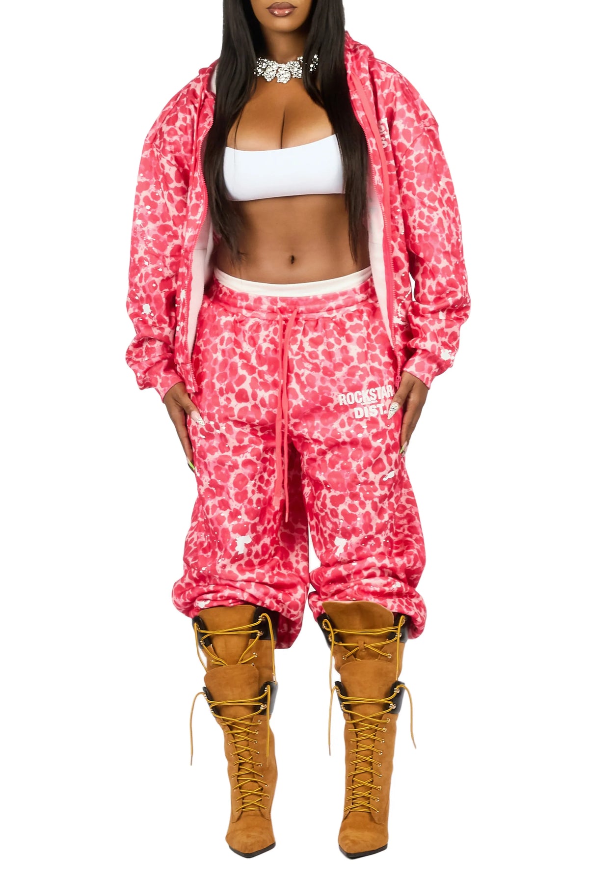 Halloway Pink Cheetah Painted Baggy Track Set