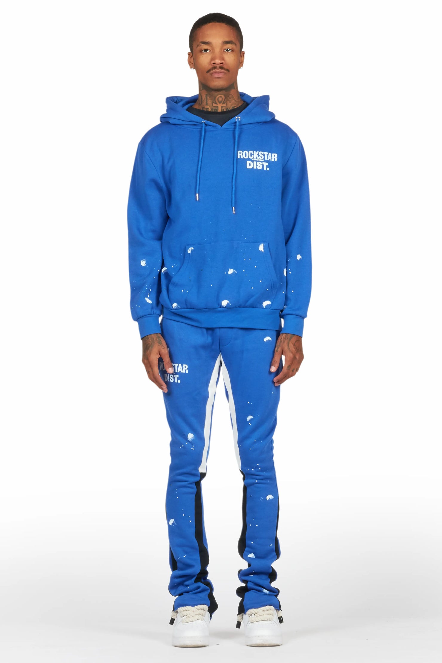 Raffer Royal Blue Hoodie/Stacked Flare Pant Set