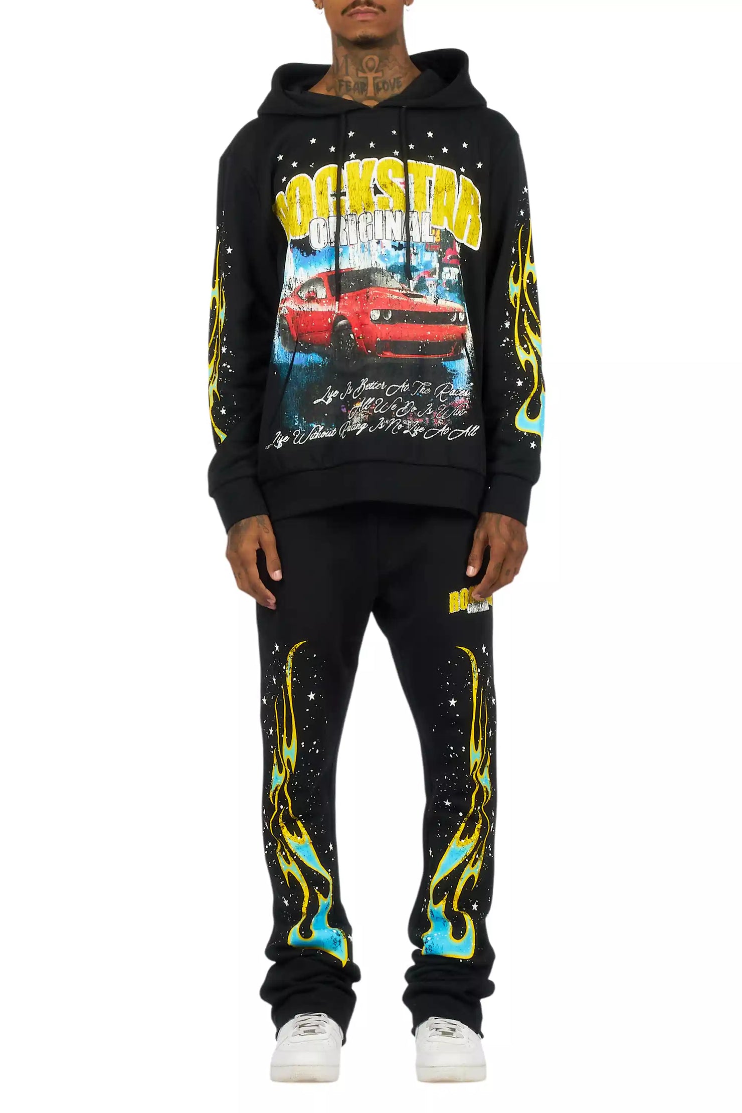 Tokyo Car Black Hoodie Stacked Track Set