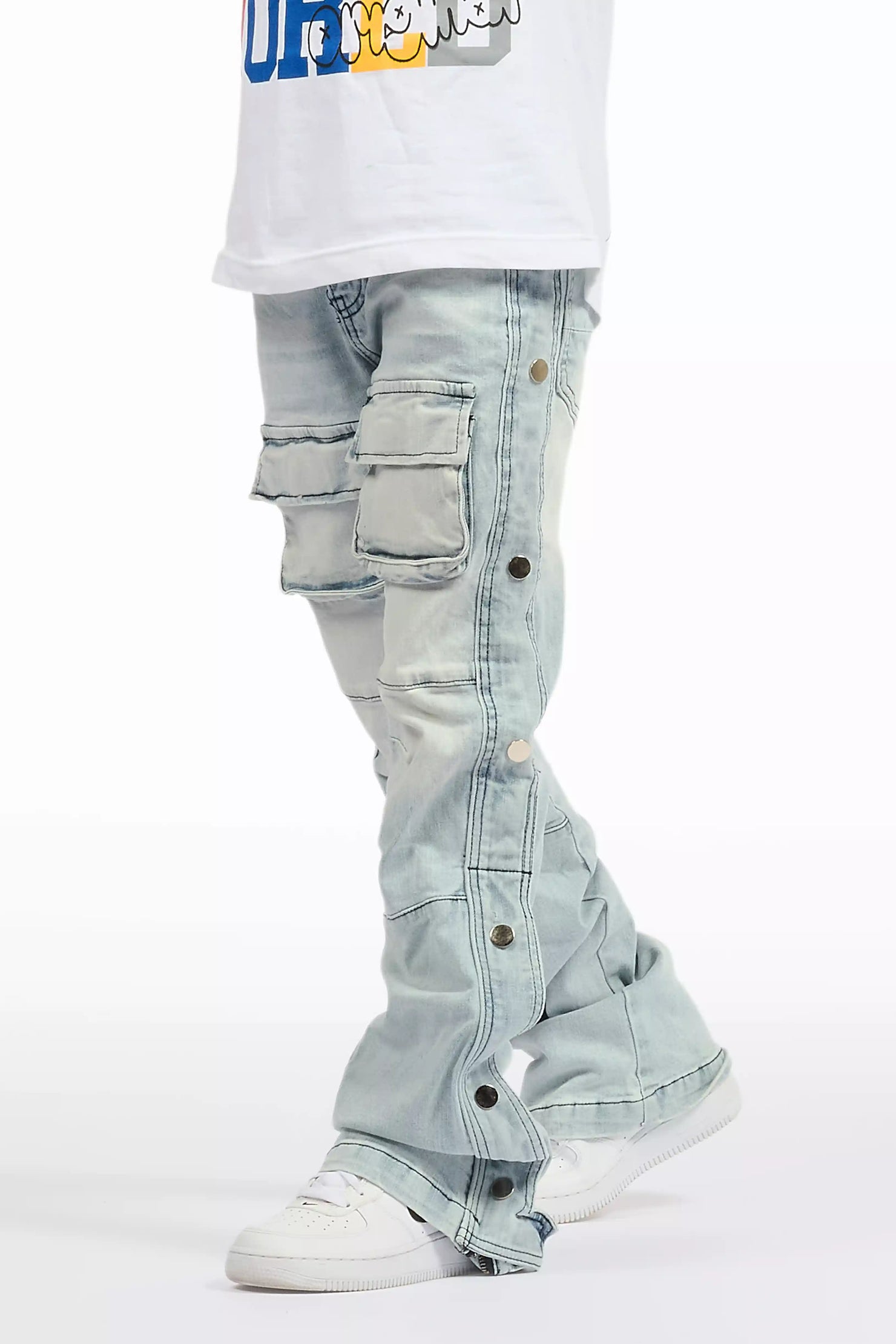 Boys Yuri Blue Baggy Fit Cargo Jean