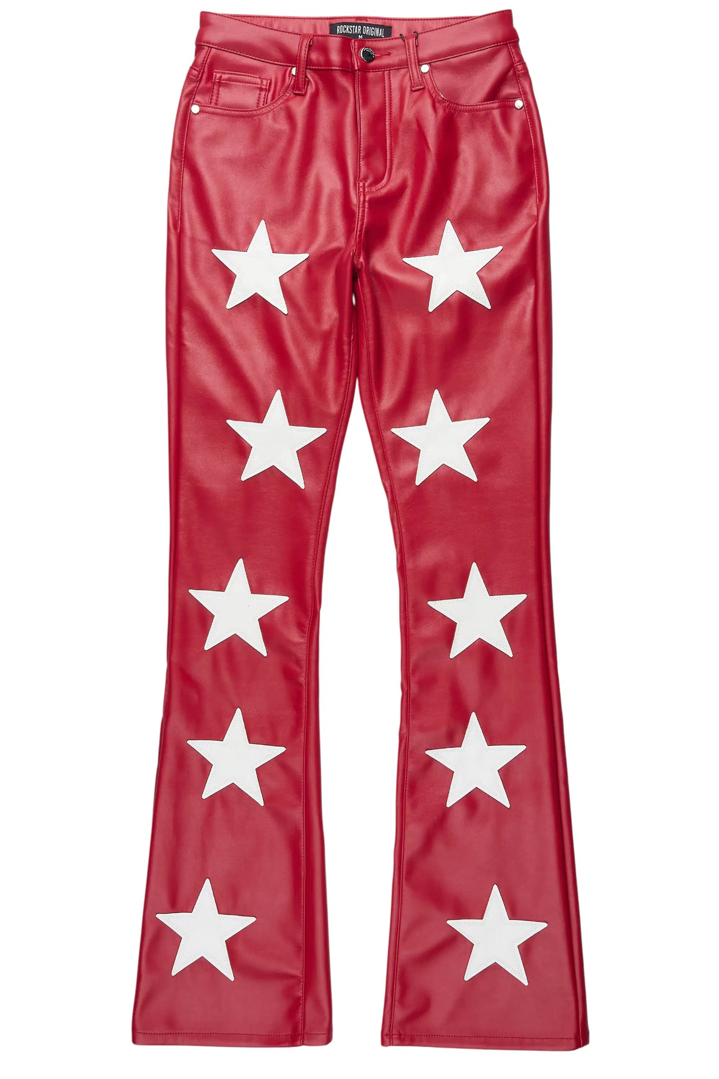 Takera Red PU Stacked Flare Pant