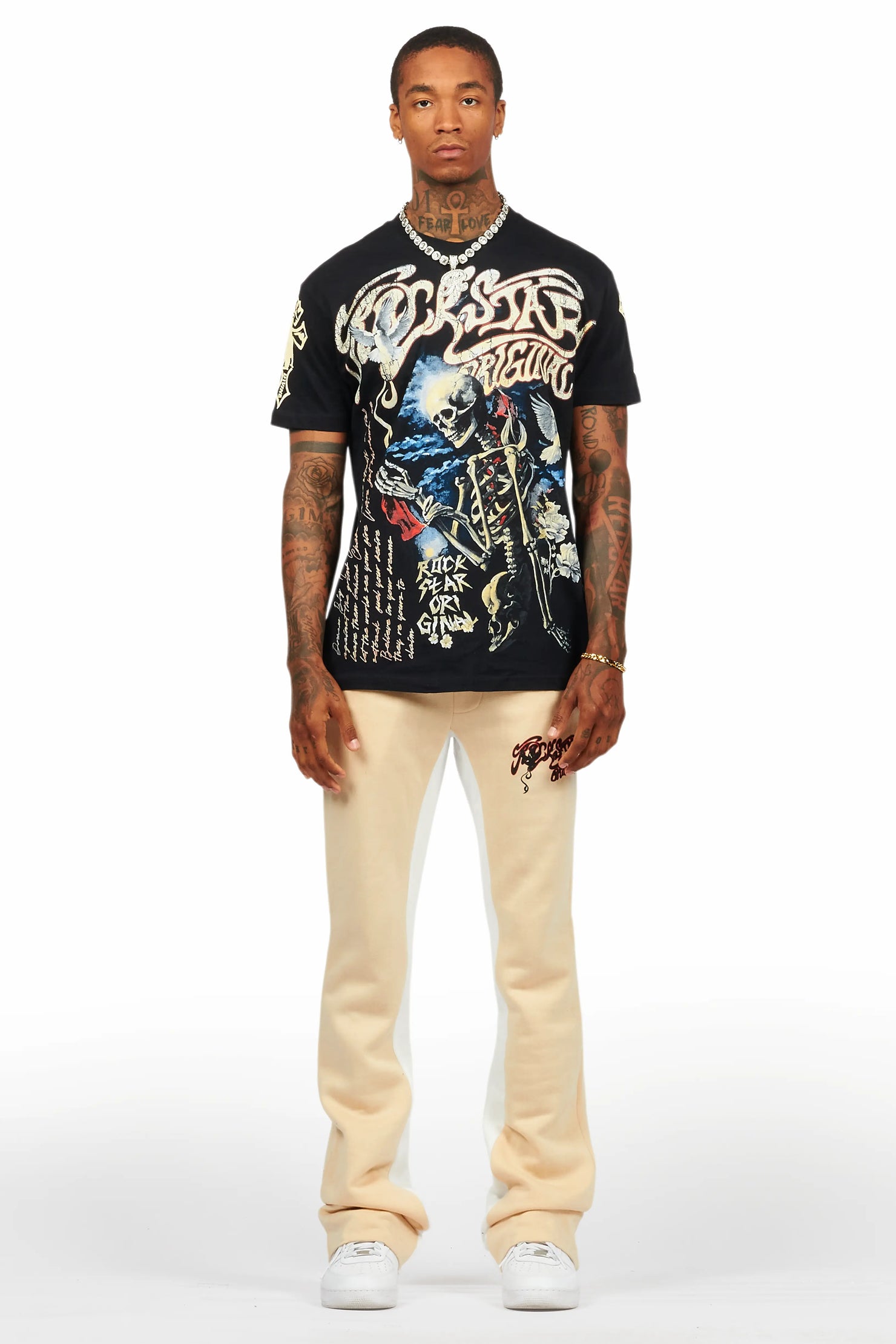 Danby Black/Beige T-Shirt/Baggy Pant Set