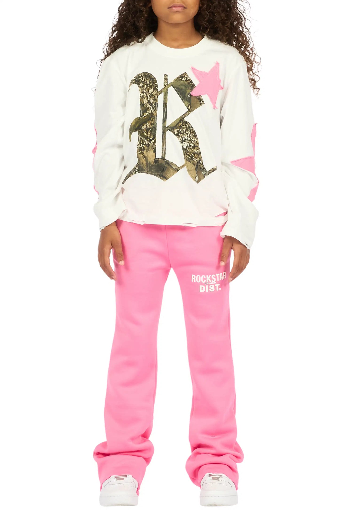 Girls Juliana Bubblegum Pink Stacked Flare Pant