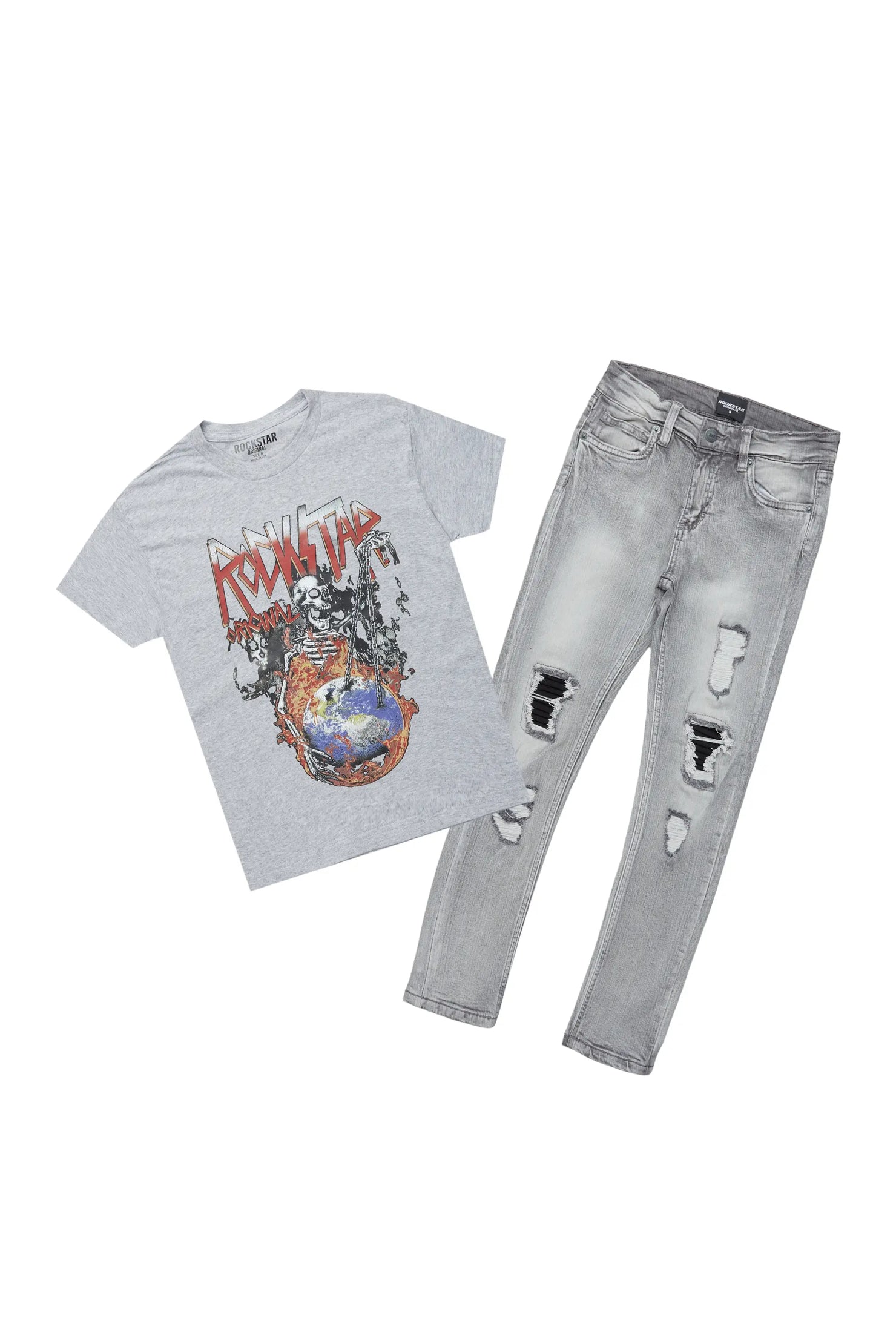 Boys Cachi Grey T-Shirt/Skinny Jean Set