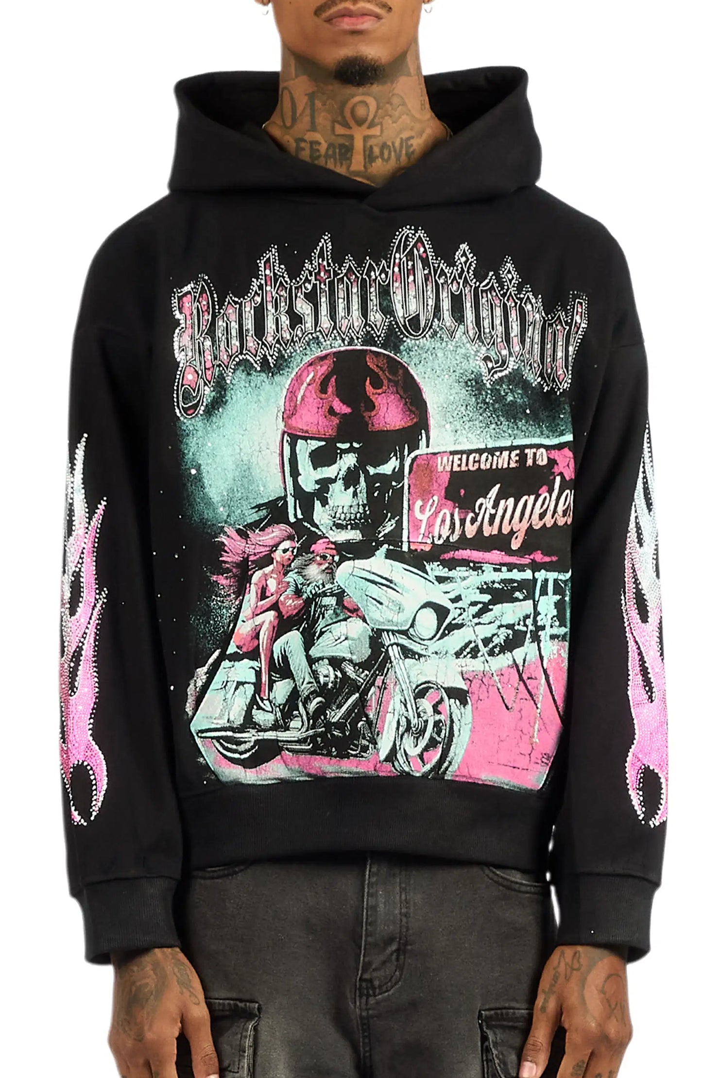 Reece Black Rhinestone Oversized Hoodie