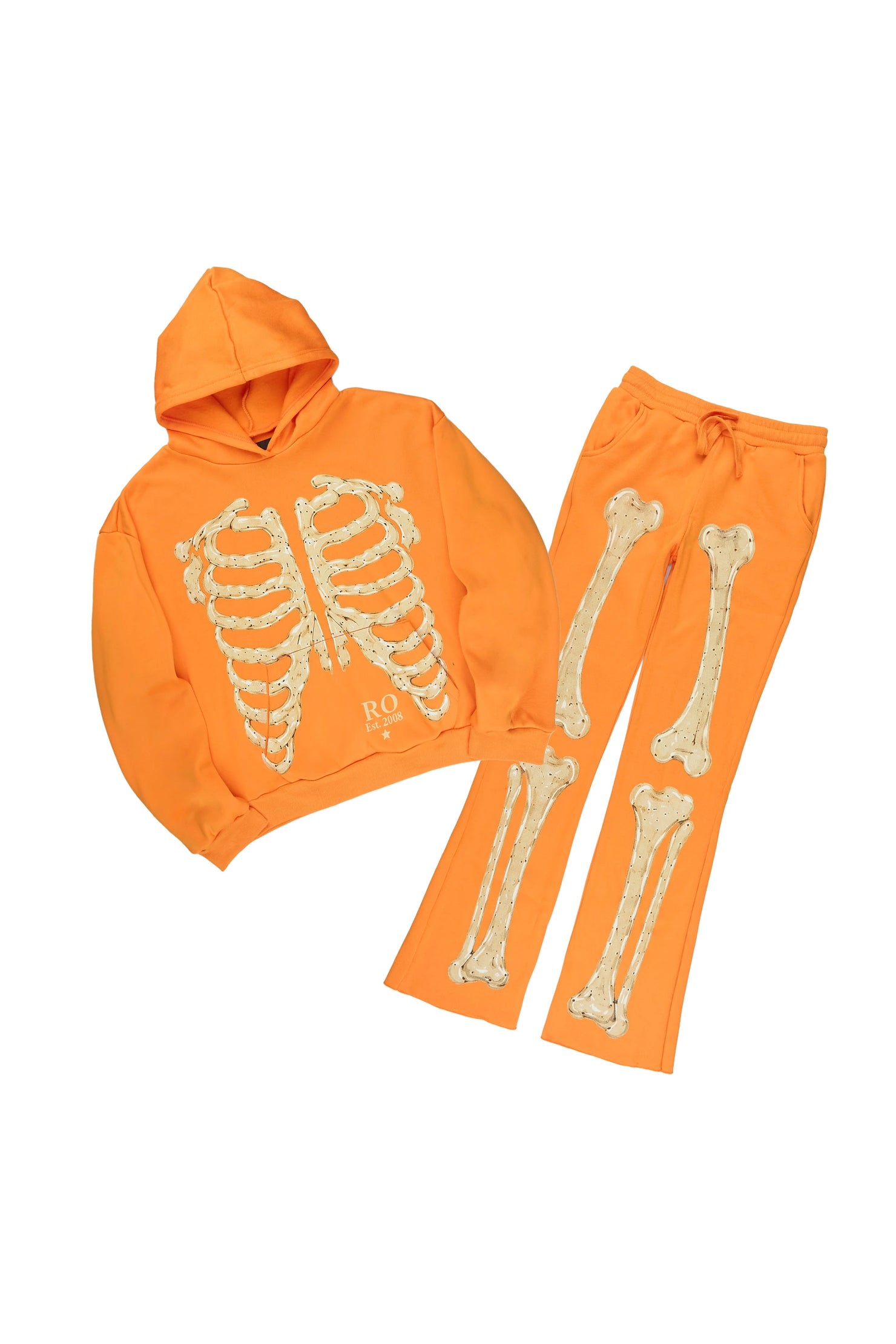 Boys Misrev Toddler Orange/Cream Stacked Hoodie Track Set