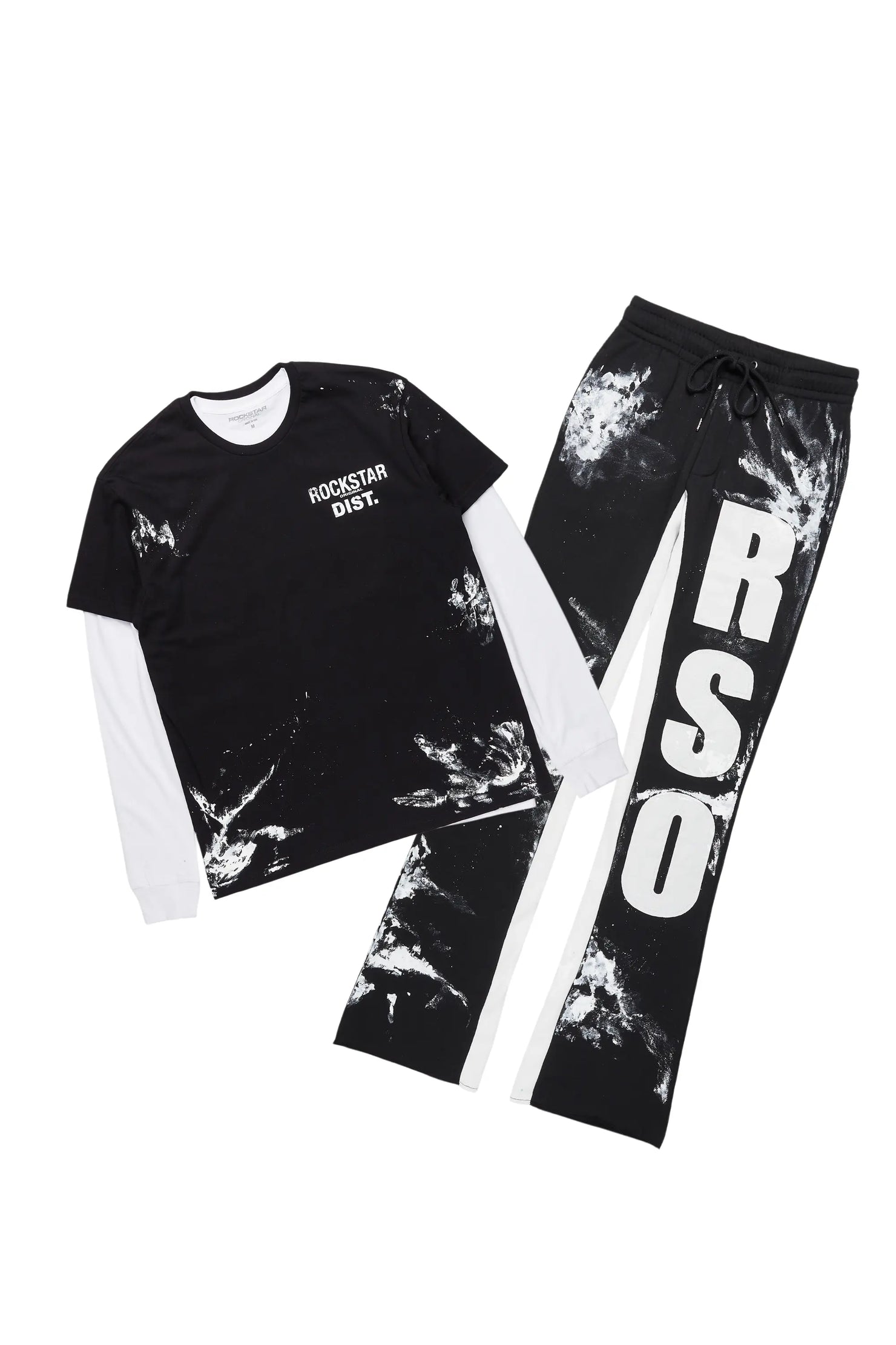 Allard Black/White Double Layer T-Shirt/Baggy Pant Set